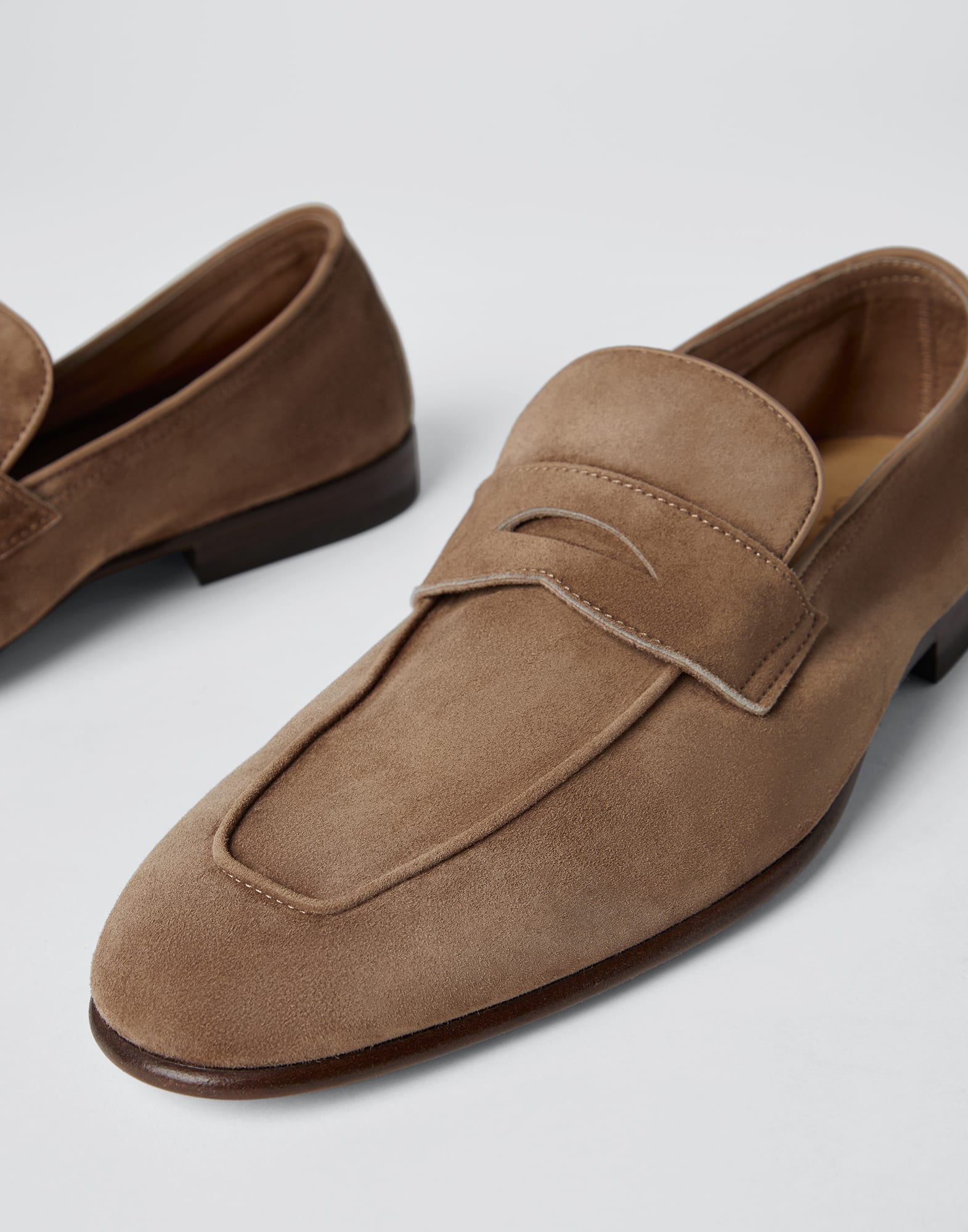 Unlined Penny Loafer Brown Man - Brunello Cucinelli