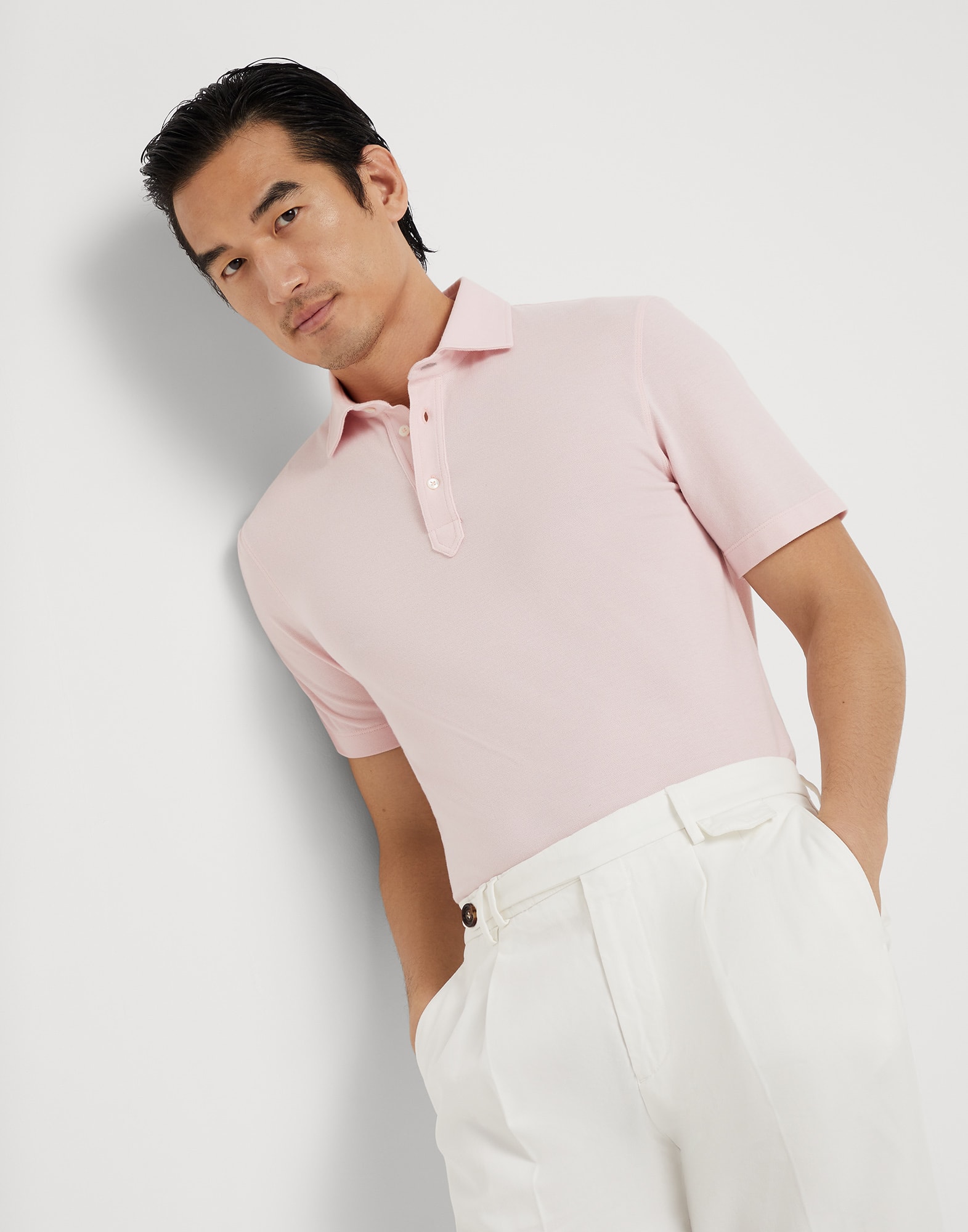 Polo with shirt collar Pink Man - Brunello Cucinelli