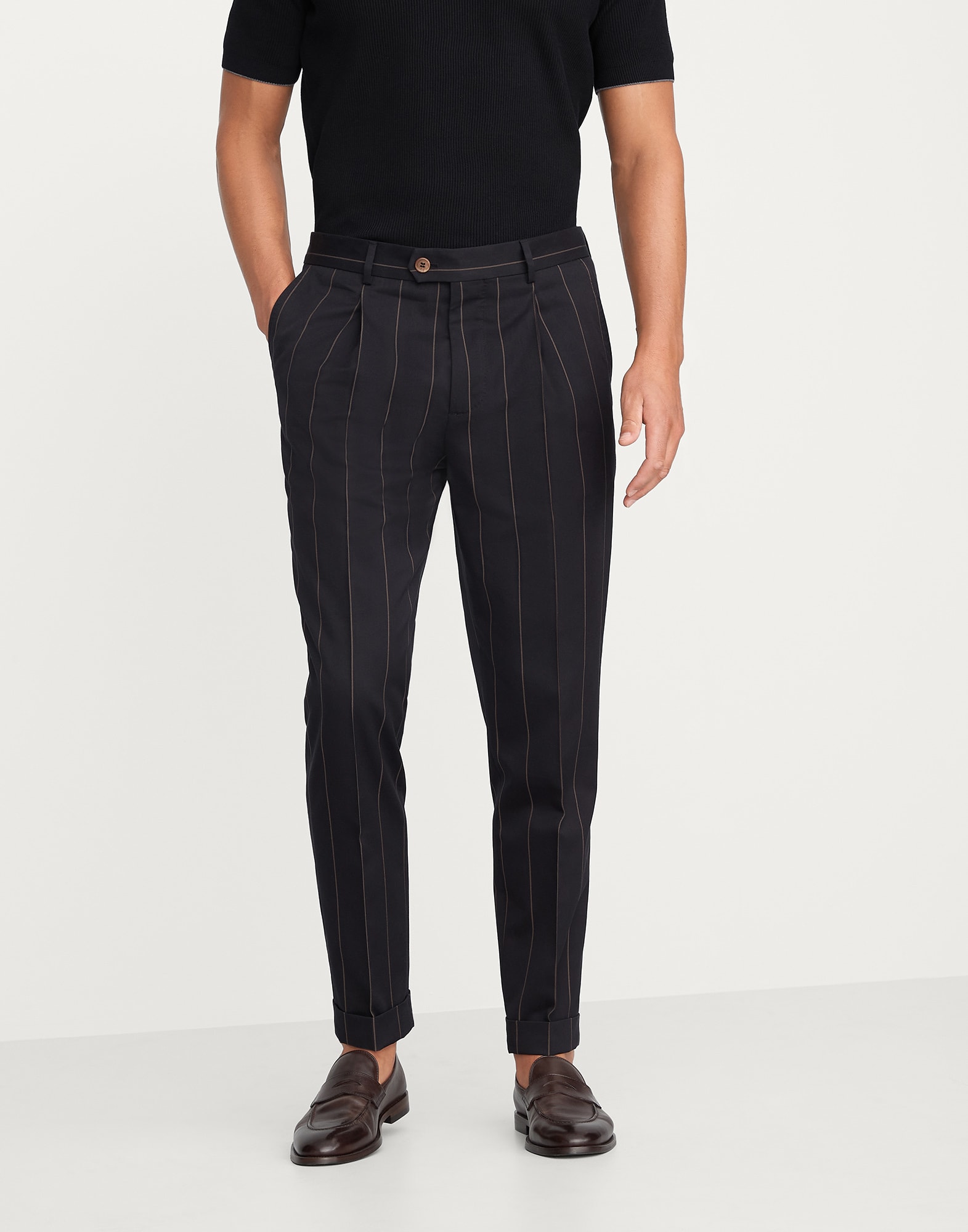 Chalk stripe trousers Black Man - Brunello Cucinelli