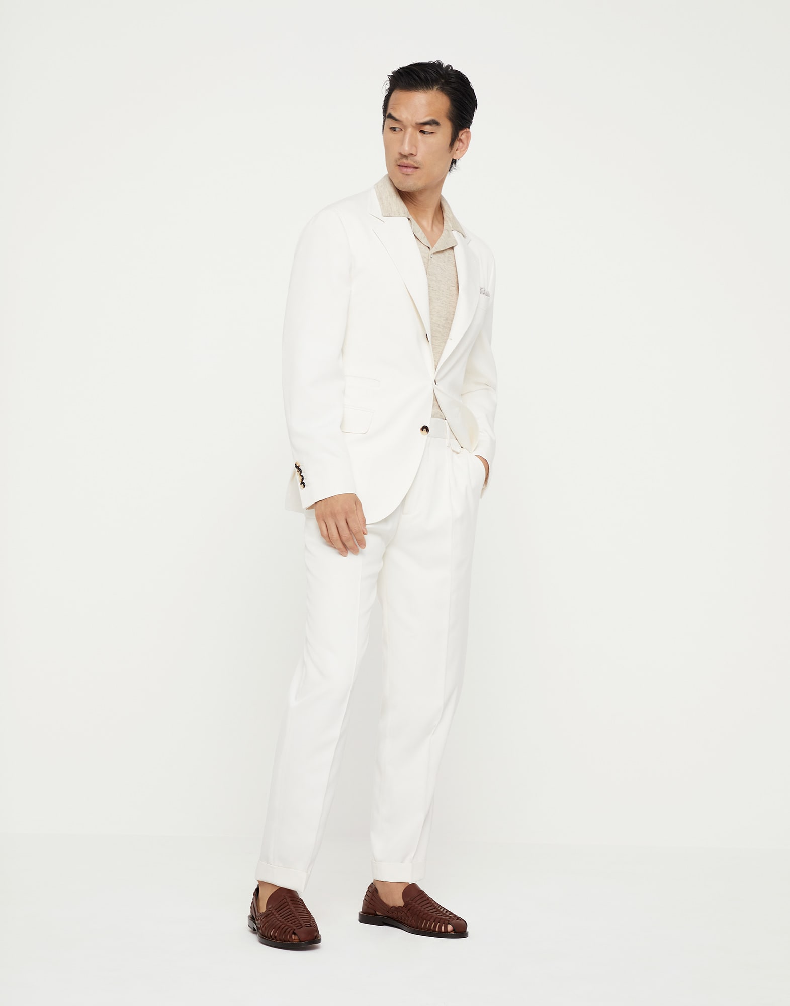 Délavé silk twill suit Off-White Man - Brunello Cucinelli