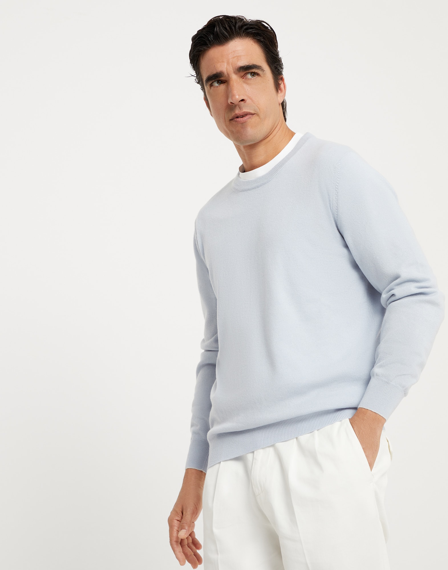 Cashmere sweater Sky Blue Man - Brunello Cucinelli