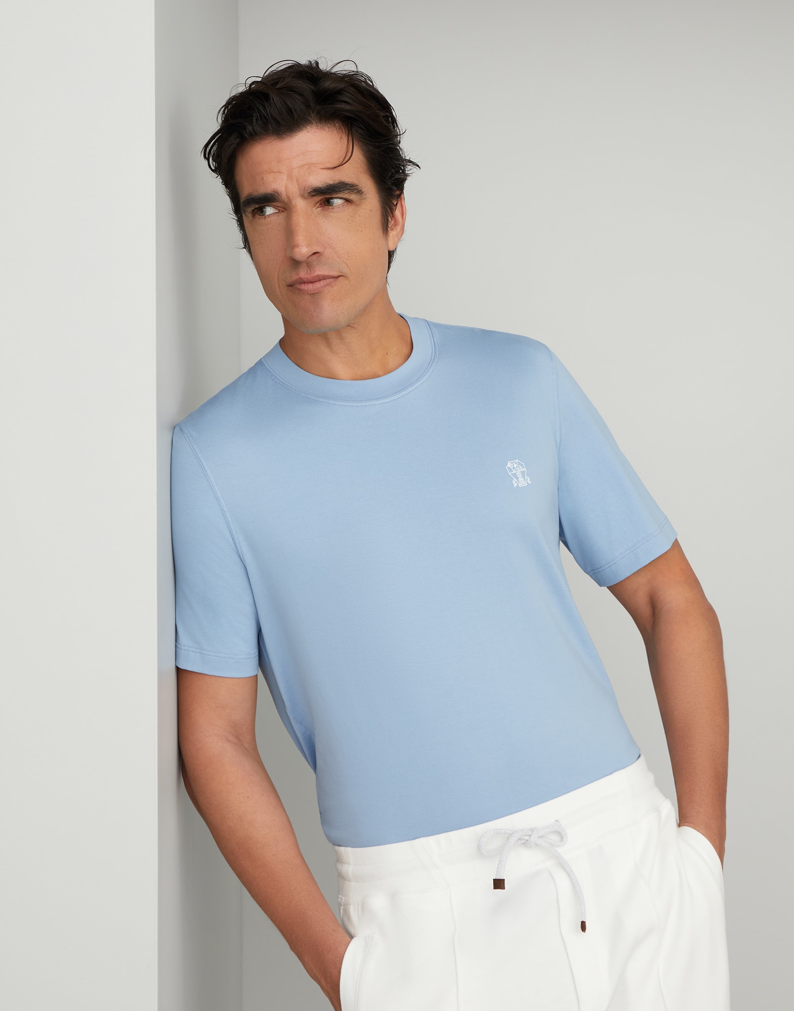 Jersey T-shirt with logo (241M0B138440) for Man | Brunello Cucinelli