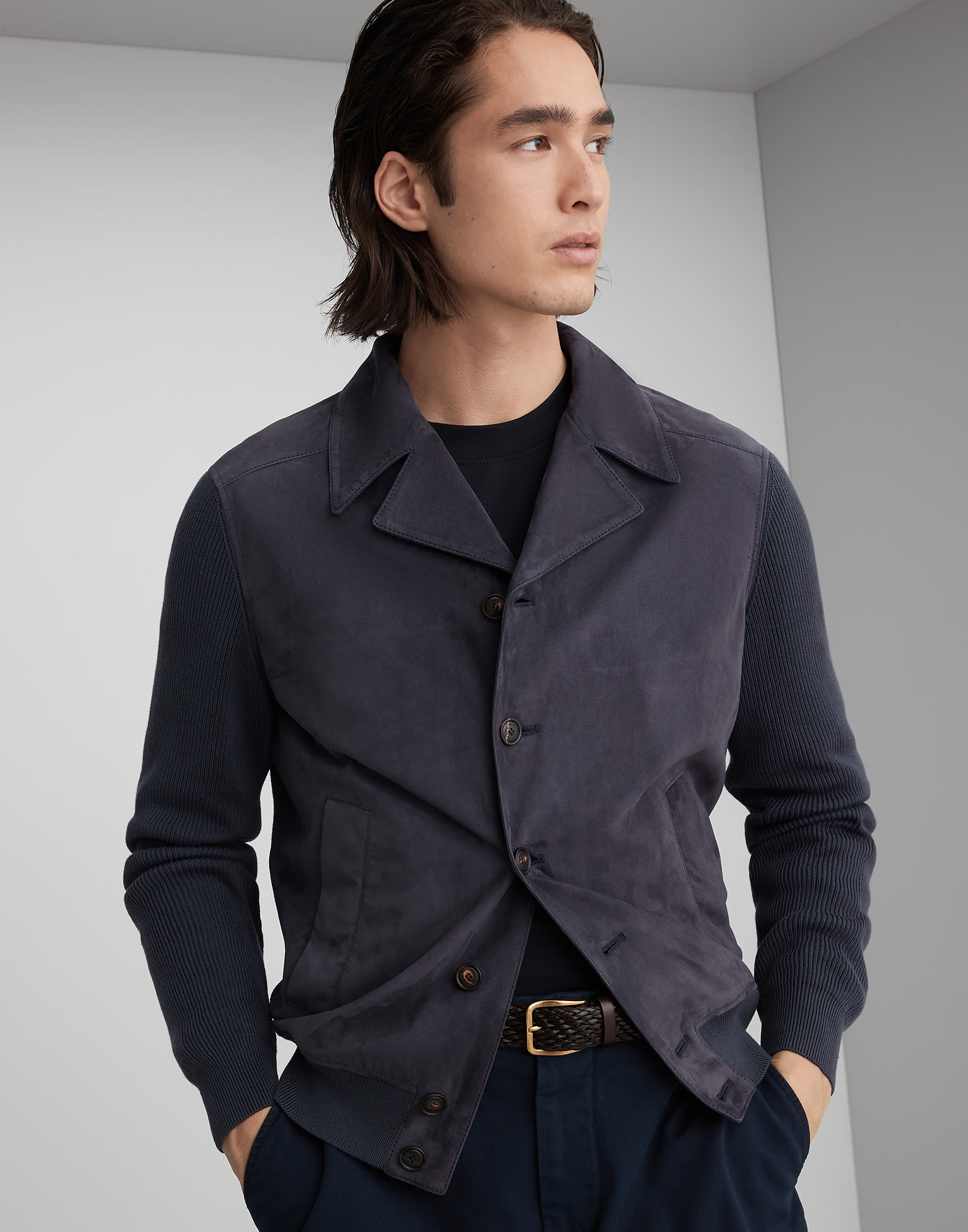 Suede and knit outerwear jacket Night Man - Brunello Cucinelli