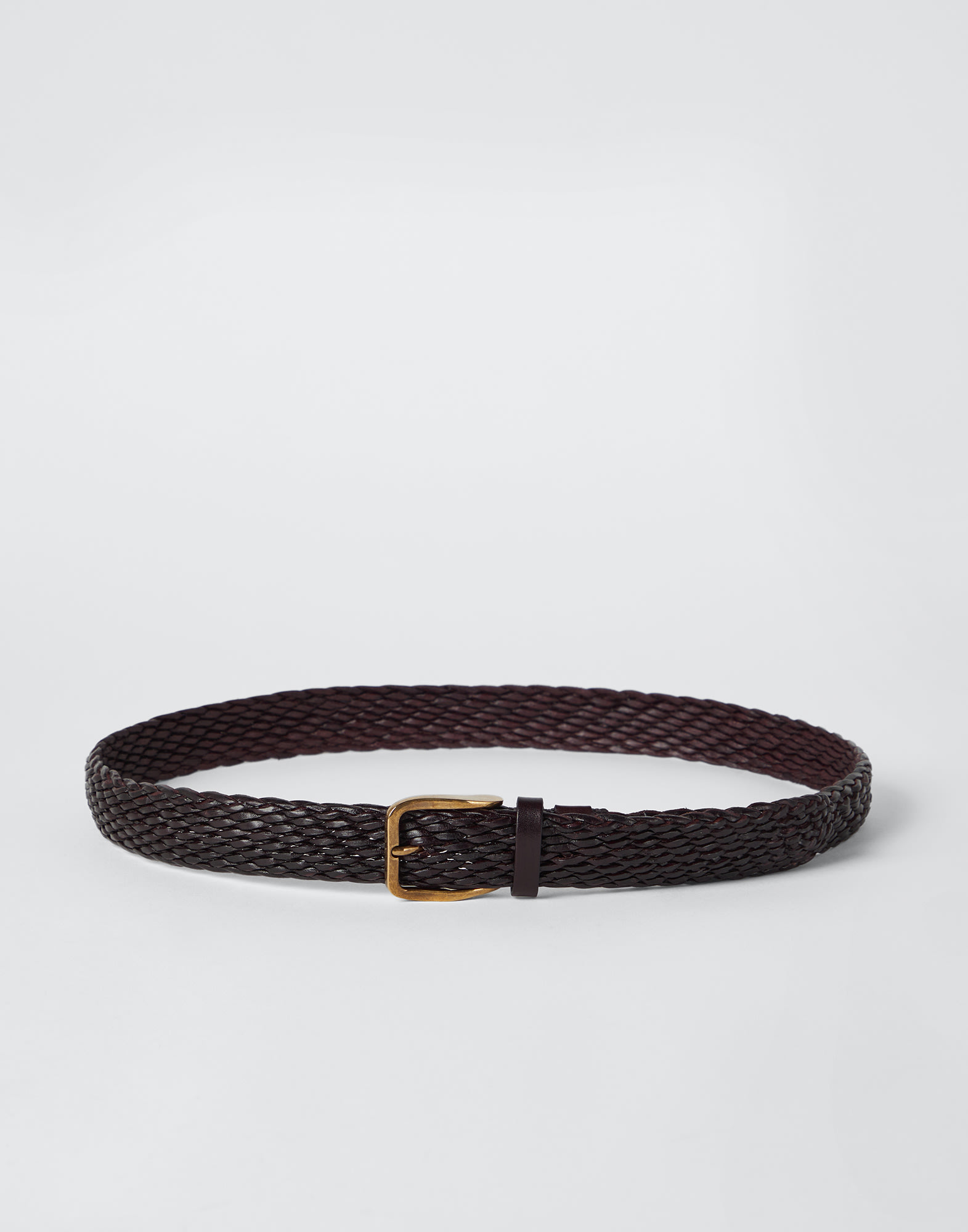 Calfskin braided belt Dark Mahogany Man - Brunello Cucinelli