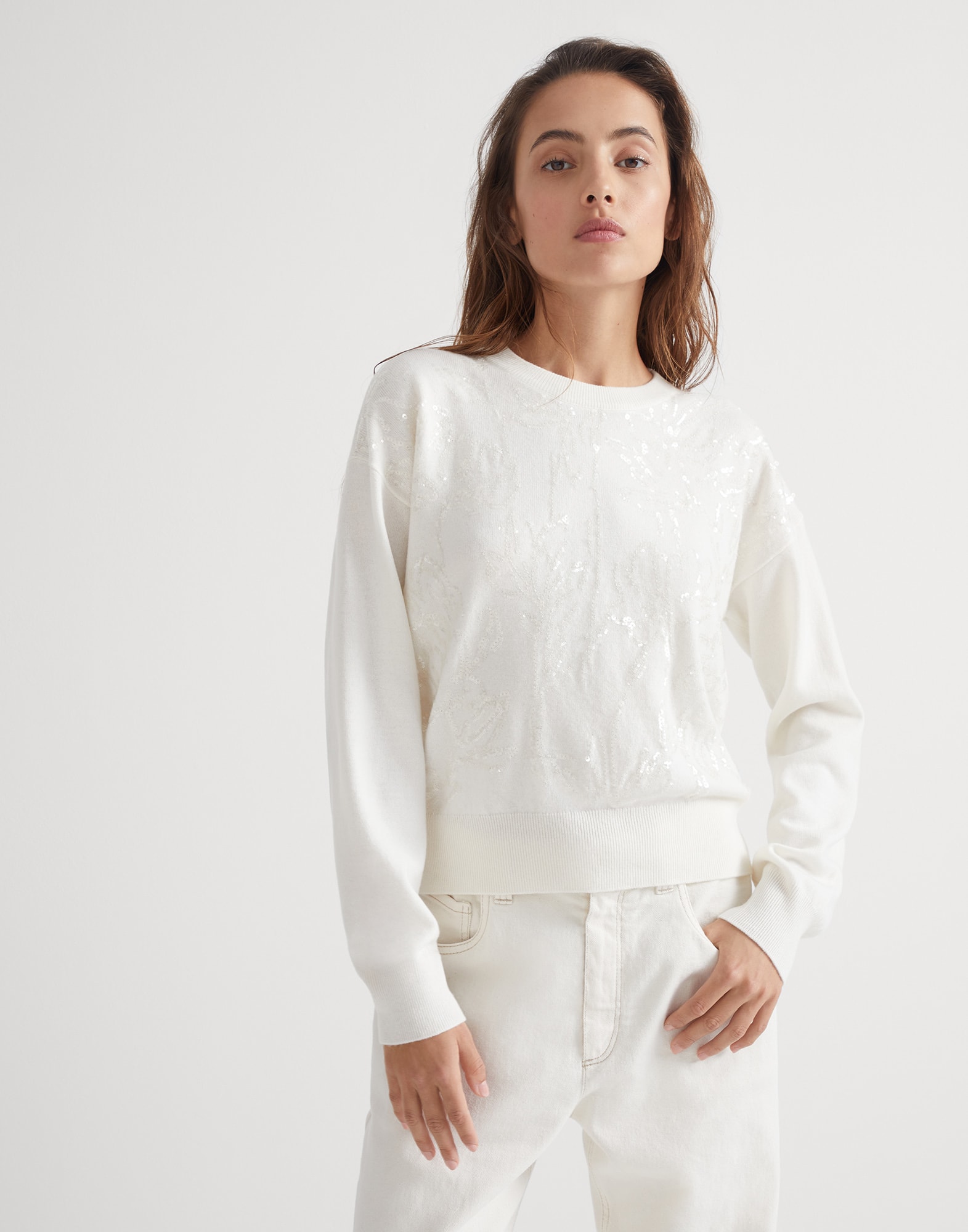 Sweater with Dazzling Embroidery
