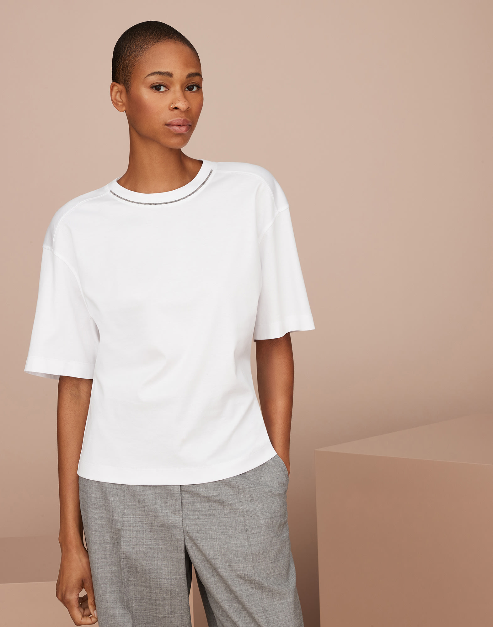 新品タグ付 ブルネロクチネリ 白Tシャツ - Tシャツ/カットソー(半袖/袖 