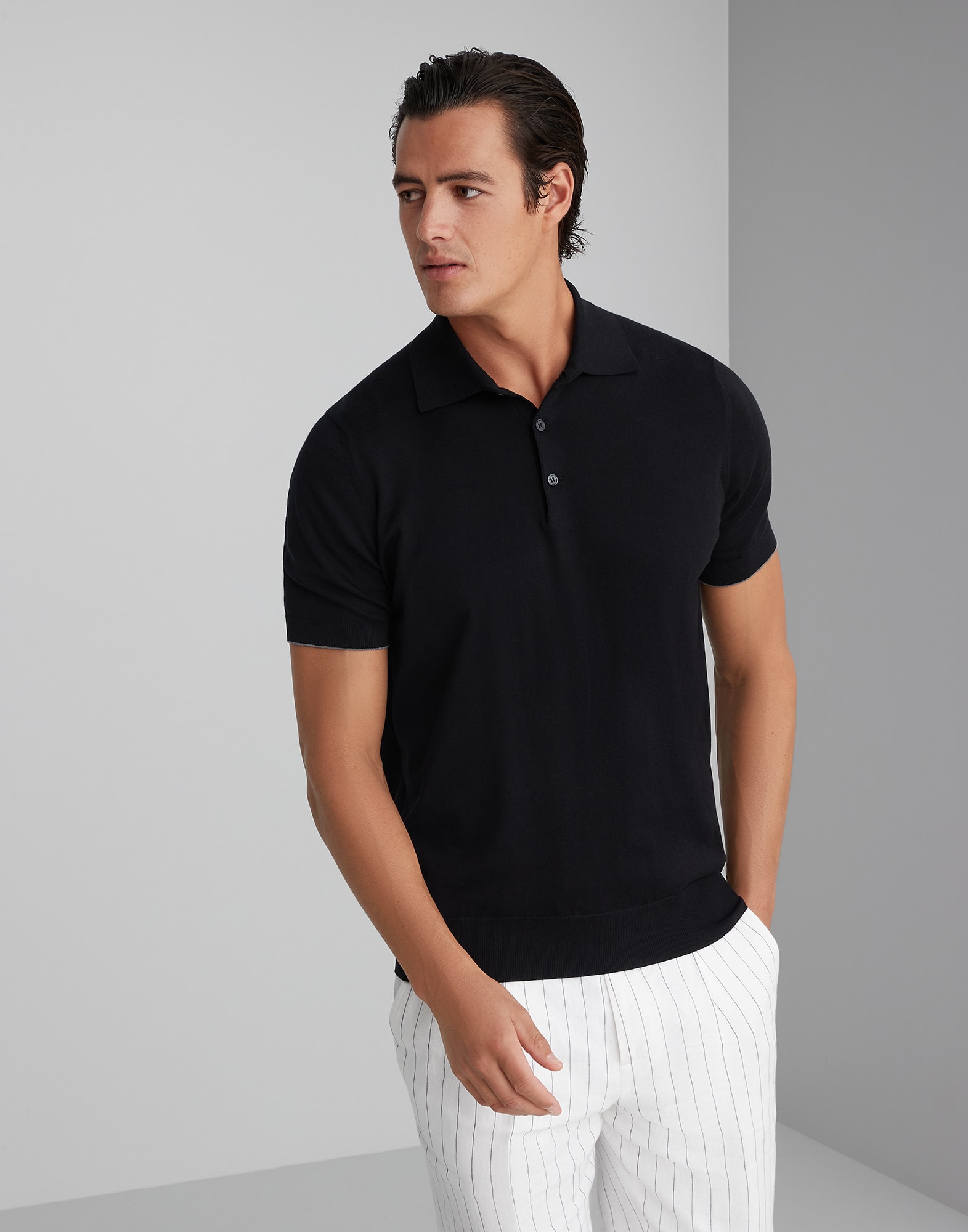 Lightweight black polo shirt hotsell
