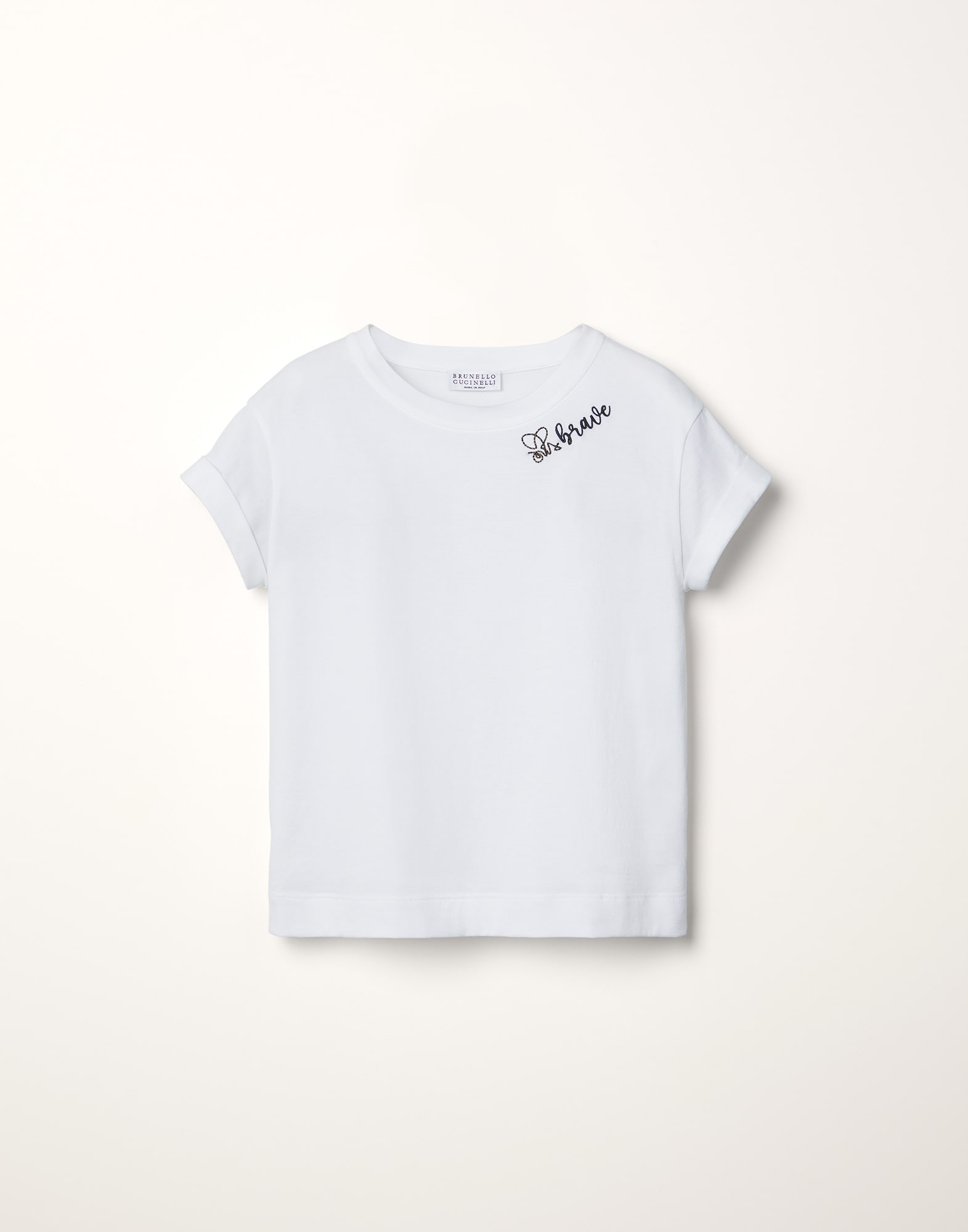 T-shirt with embroidery White Girls - Brunello Cucinelli