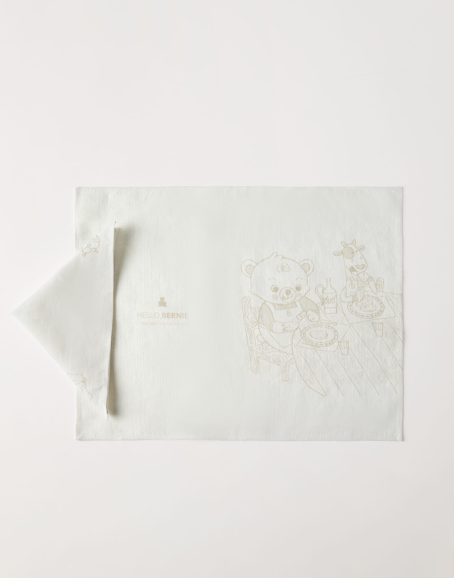 套装餐垫和餐巾 白色 幼童 - Brunello Cucinelli
