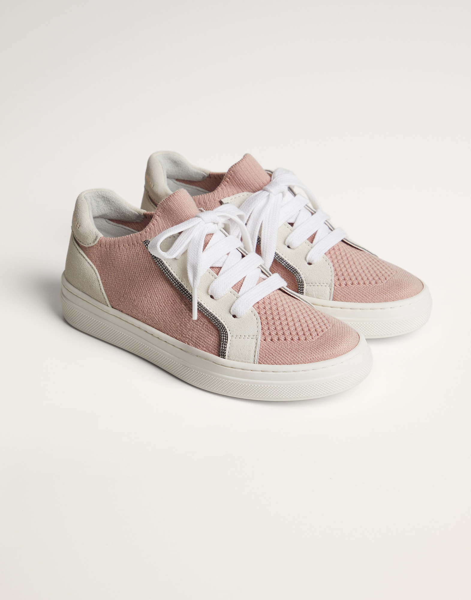 Suede and knit sneakers Pink Girls - Brunello Cucinelli