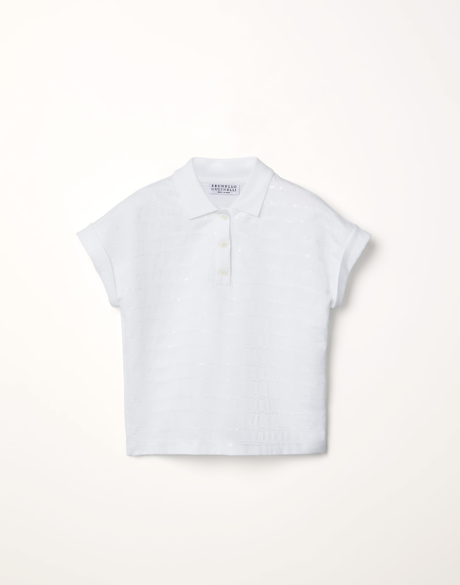 Polo with Embroidery White Girls - Brunello Cucinelli