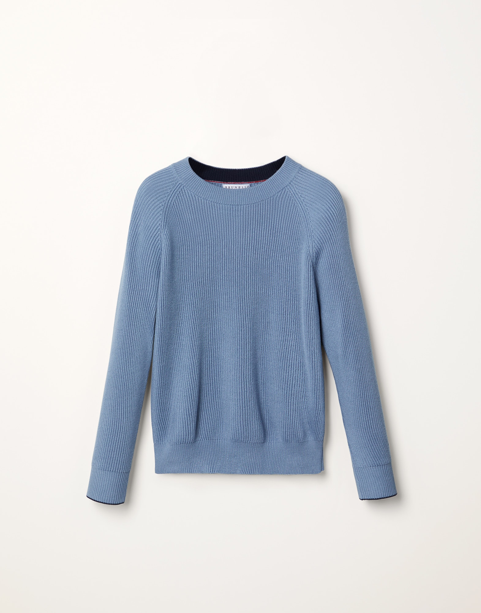 English Rib knit sweater Azure Boys - Brunello Cucinelli
