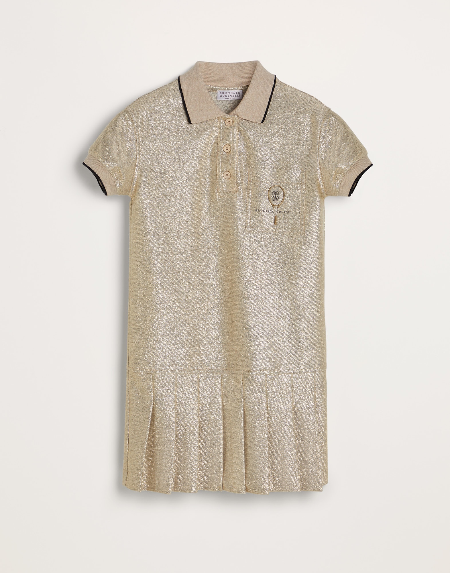 Платье с логотипом в теннисном стиле Золотистый Девочки - Brunello Cucinelli