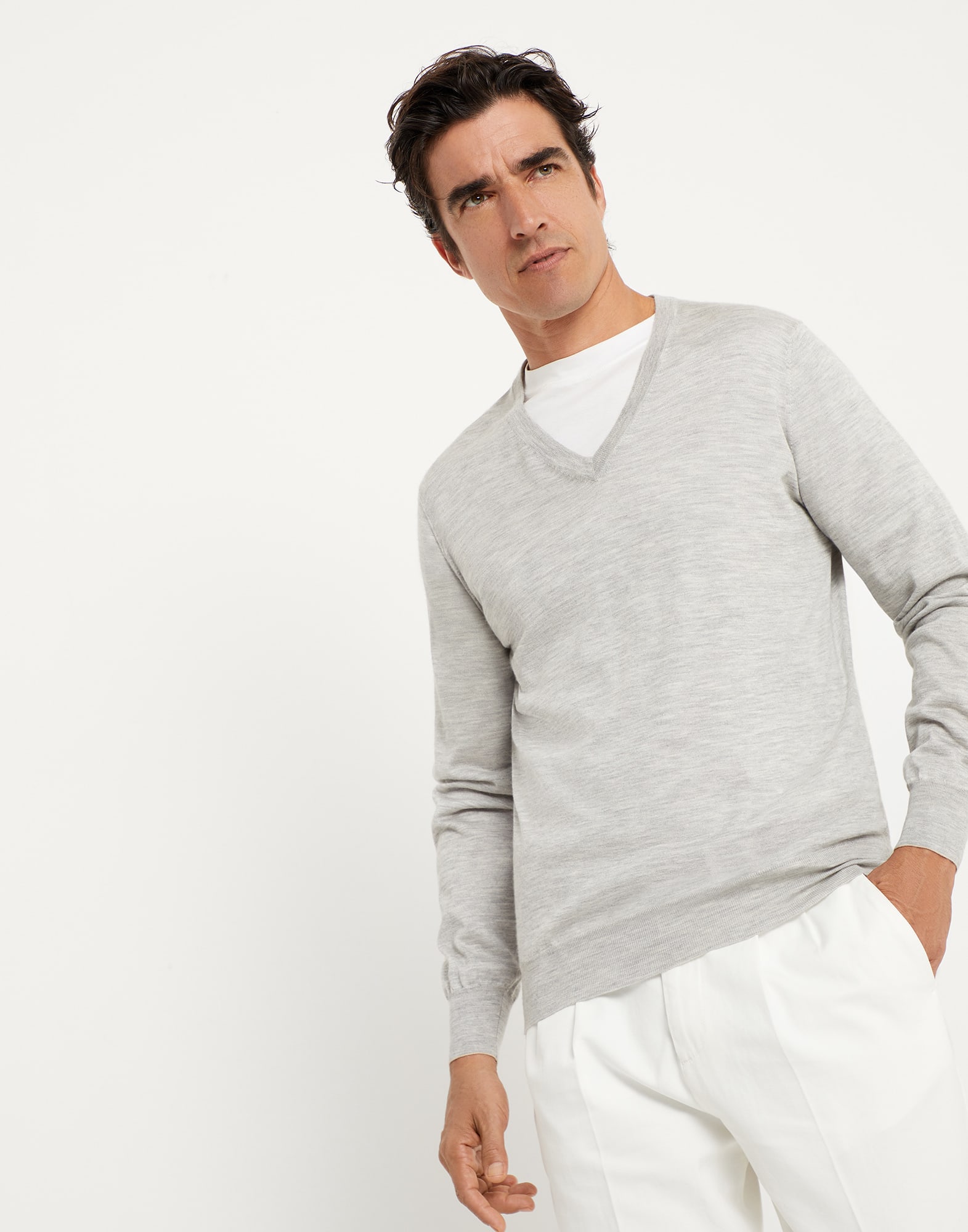 Cashmere and silk sweater Pebble Man - Brunello Cucinelli