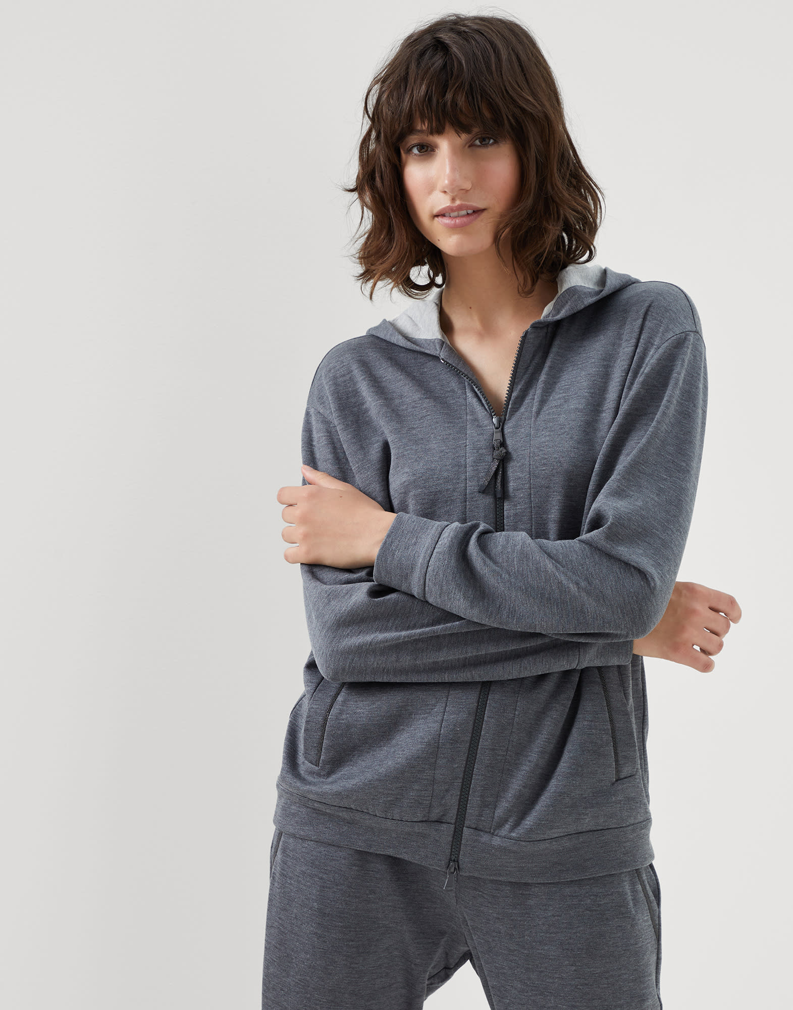 Interlock sweatshirt Dark Grey Woman - Brunello Cucinelli