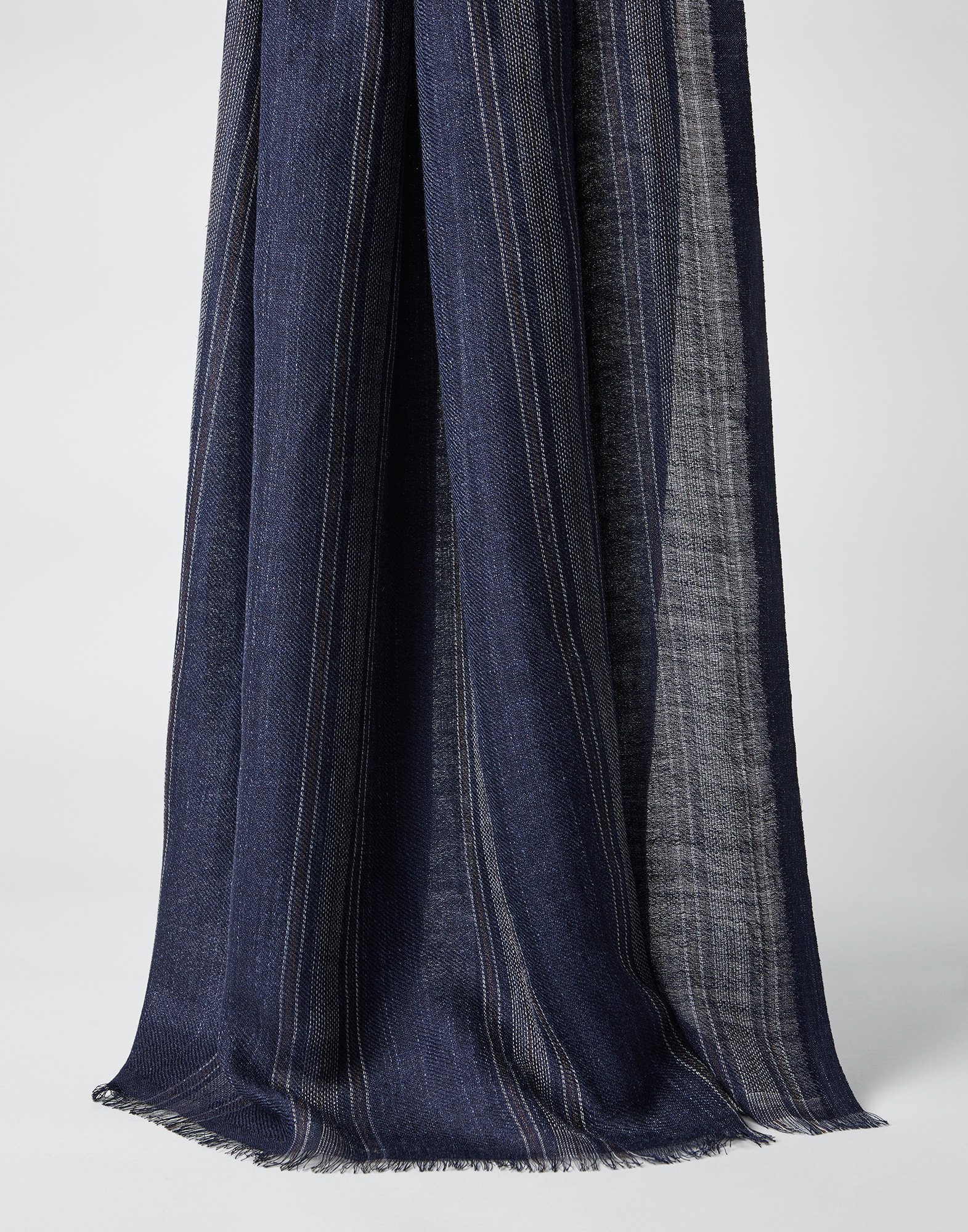 Linen and silk scarf Blue Man - Brunello Cucinelli