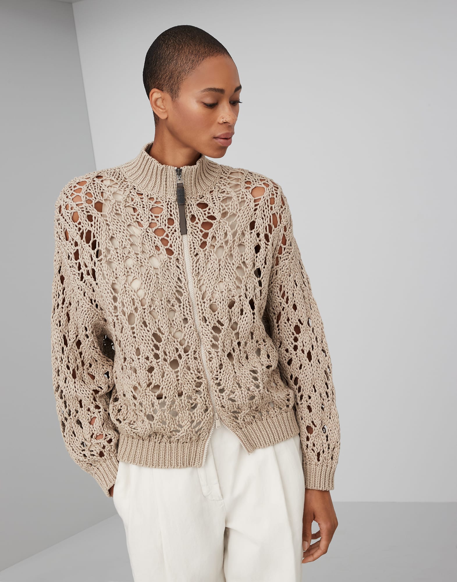 Feather top print cardigan