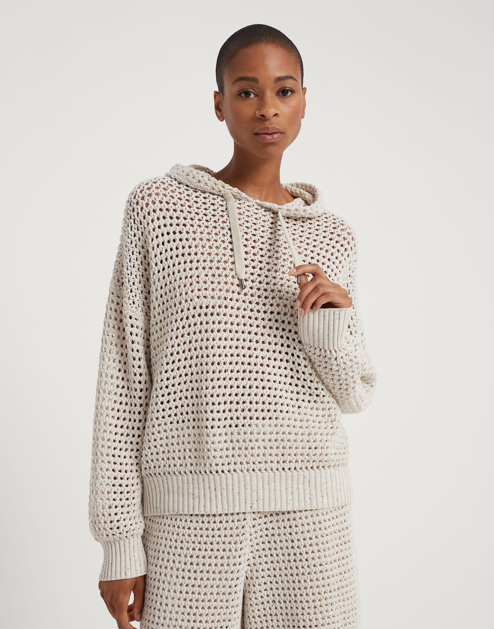 Dazzling Net sweater Oat Woman - Brunello Cucinelli