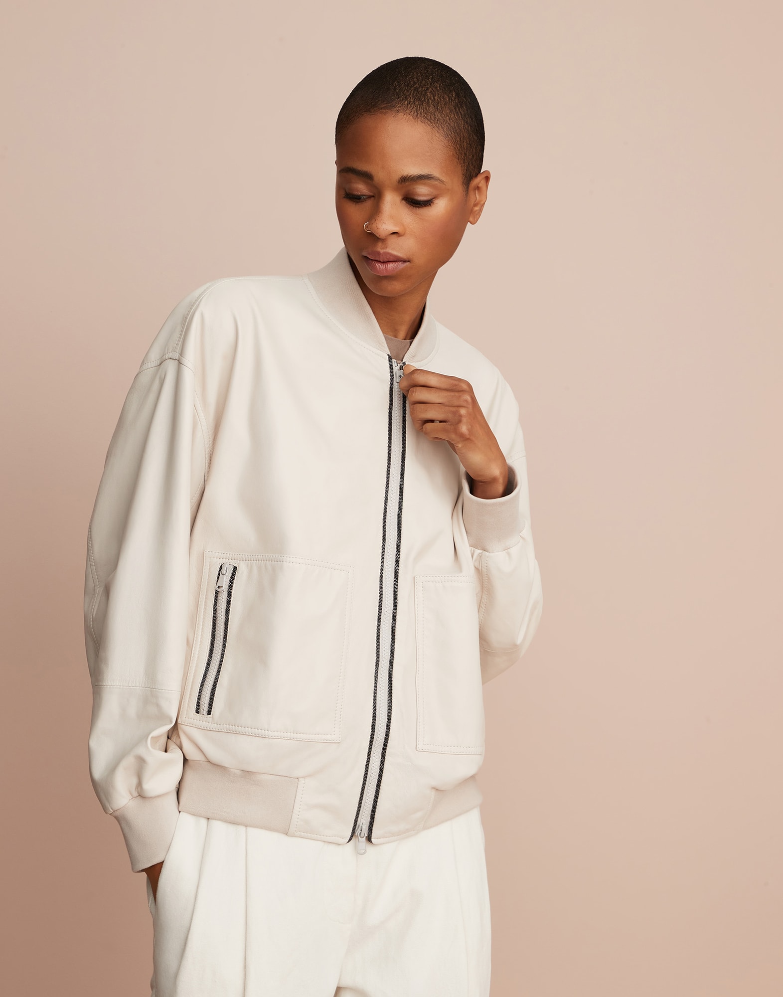 Nappa leather bomber jacket