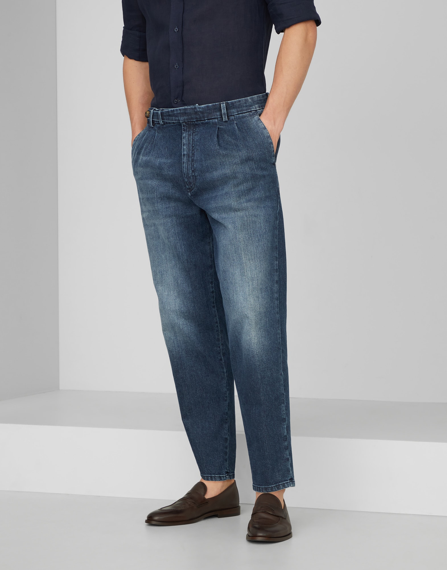 Denim Trousers with Details - Front view