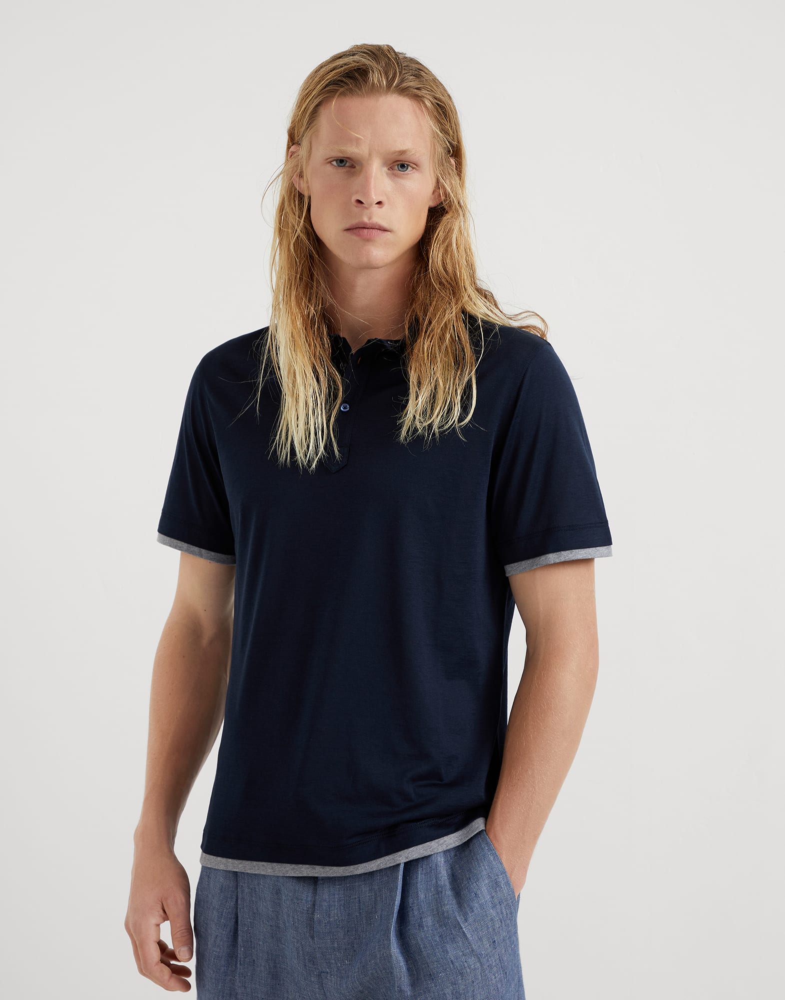 Polo with Faux-Layering