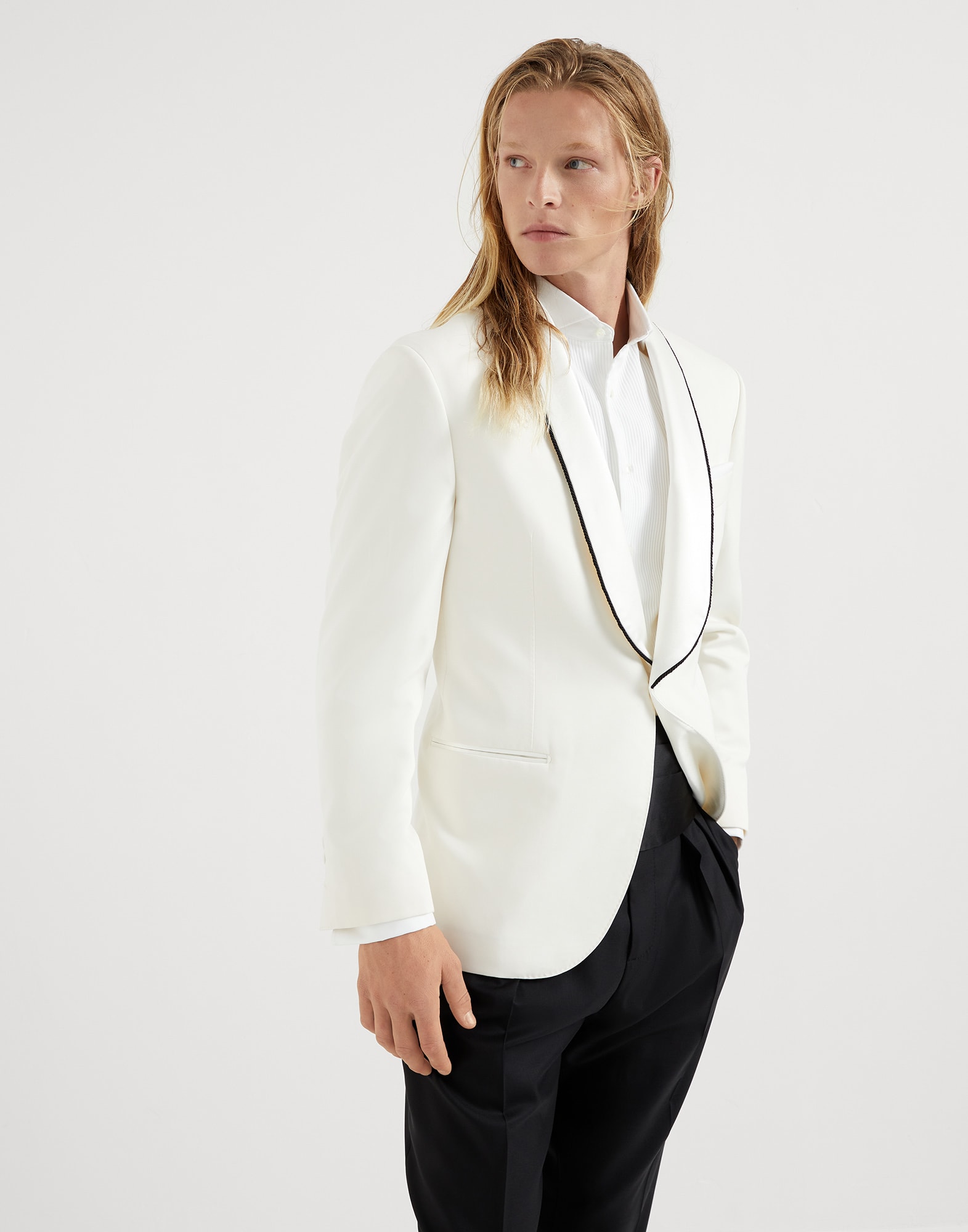 Пиджак для смокинга Белый с Сероватым Оттенком Мужчина - Brunello Cucinelli