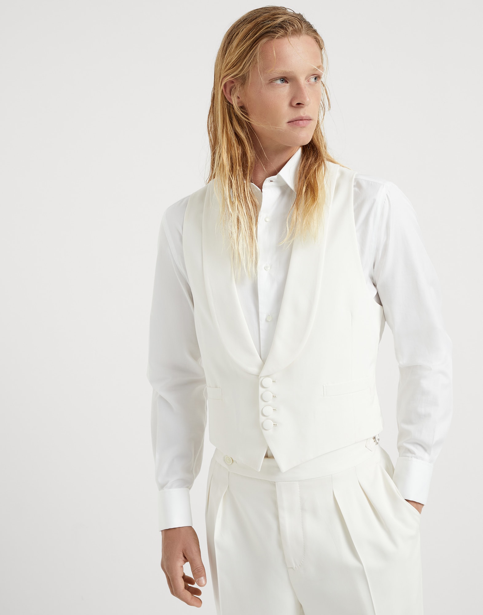 Waistcoat with shawl lapel Off-White Man - Brunello Cucinelli