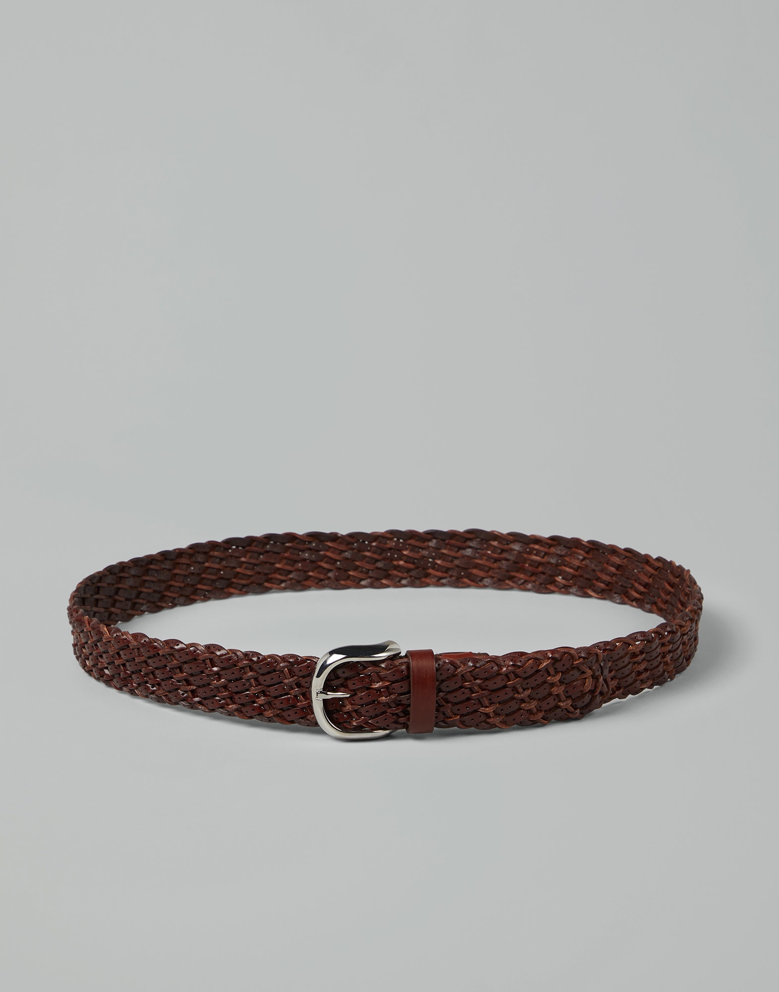 Calfskin braided belt Light Brown Man - Brunello Cucinelli