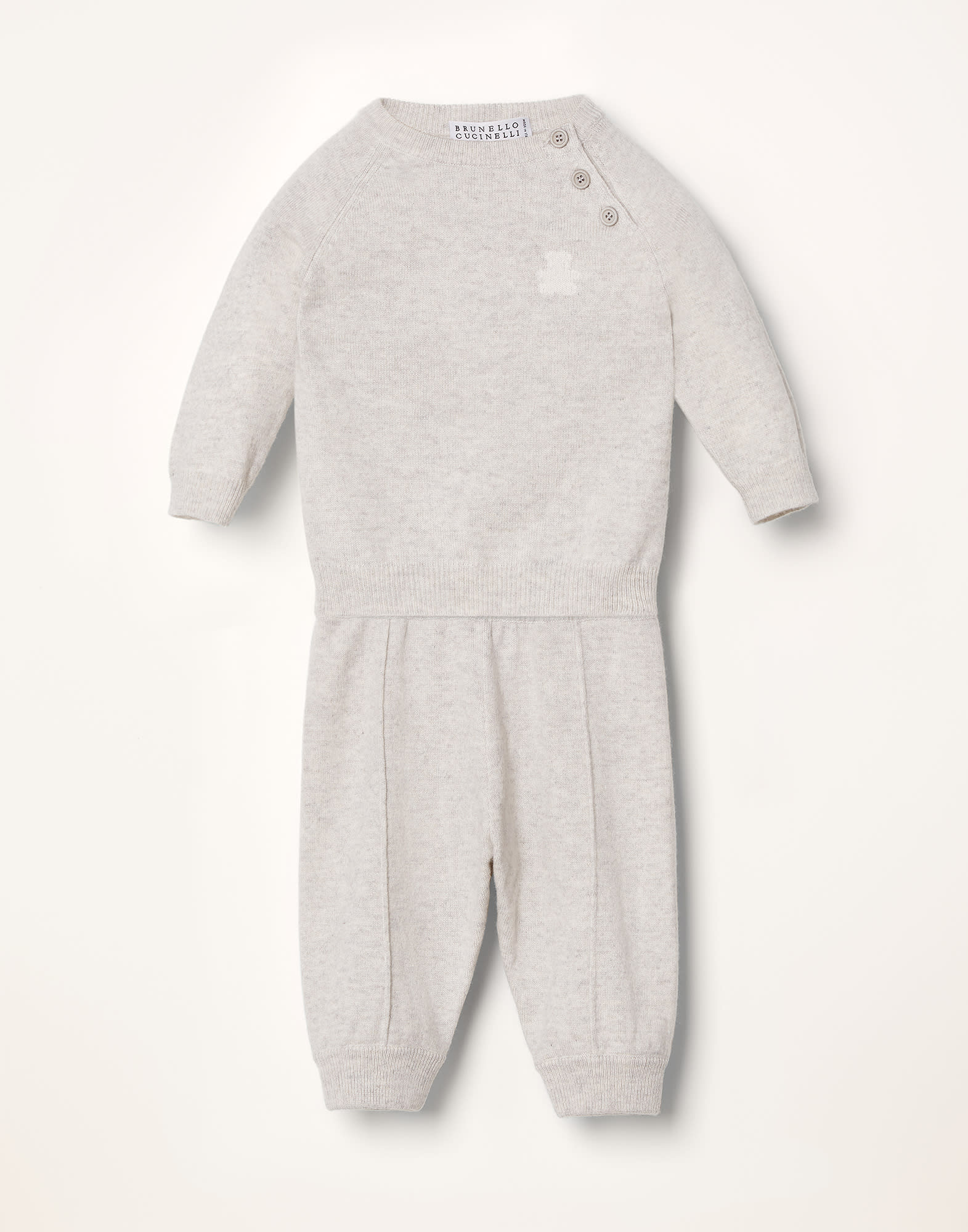 Cashmere baby sweater with buttons Fog Baby - Brunello Cucinelli