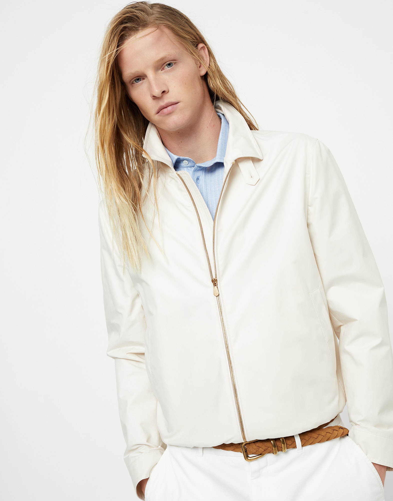 Gabardine outerwear jacket Ivory Man -
                        Brunello Cucinelli
                    