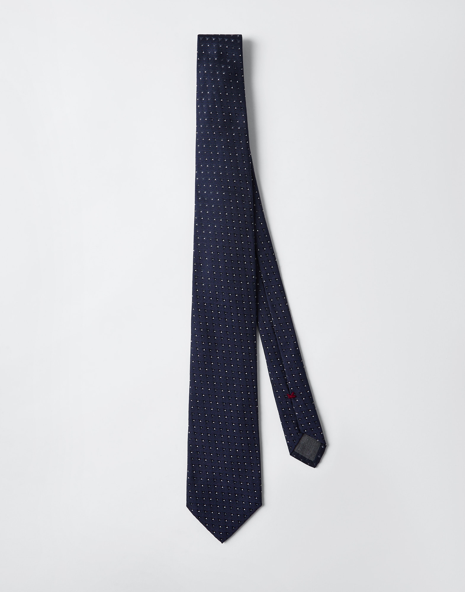 Spotted silk tie Navy Blue Man - Brunello Cucinelli