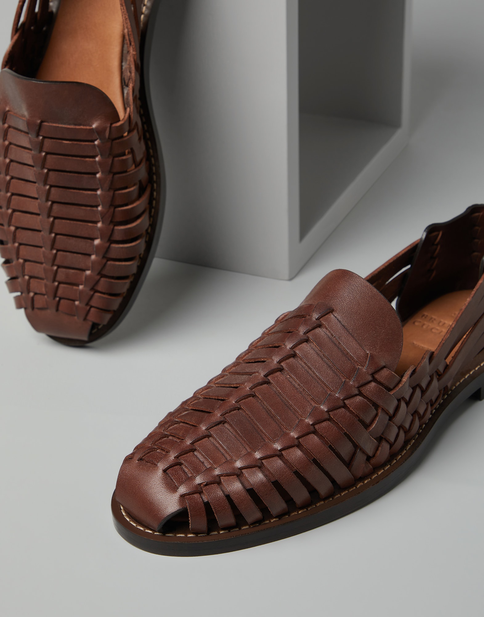 Calfskin sandals Brown Man - Brunello Cucinelli