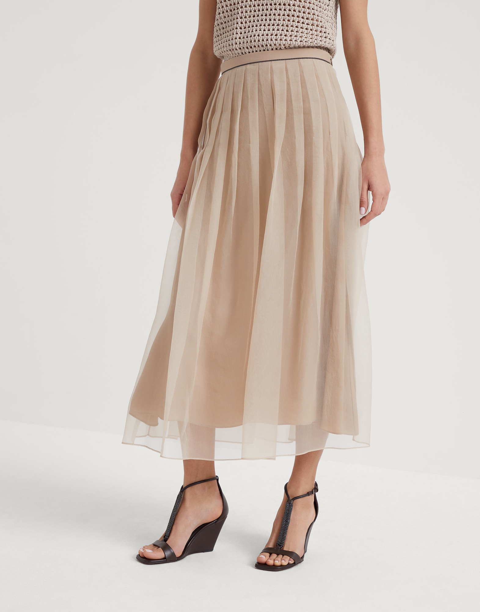 Silk skirt Brown Woman -
                        Brunello Cucinelli
                    