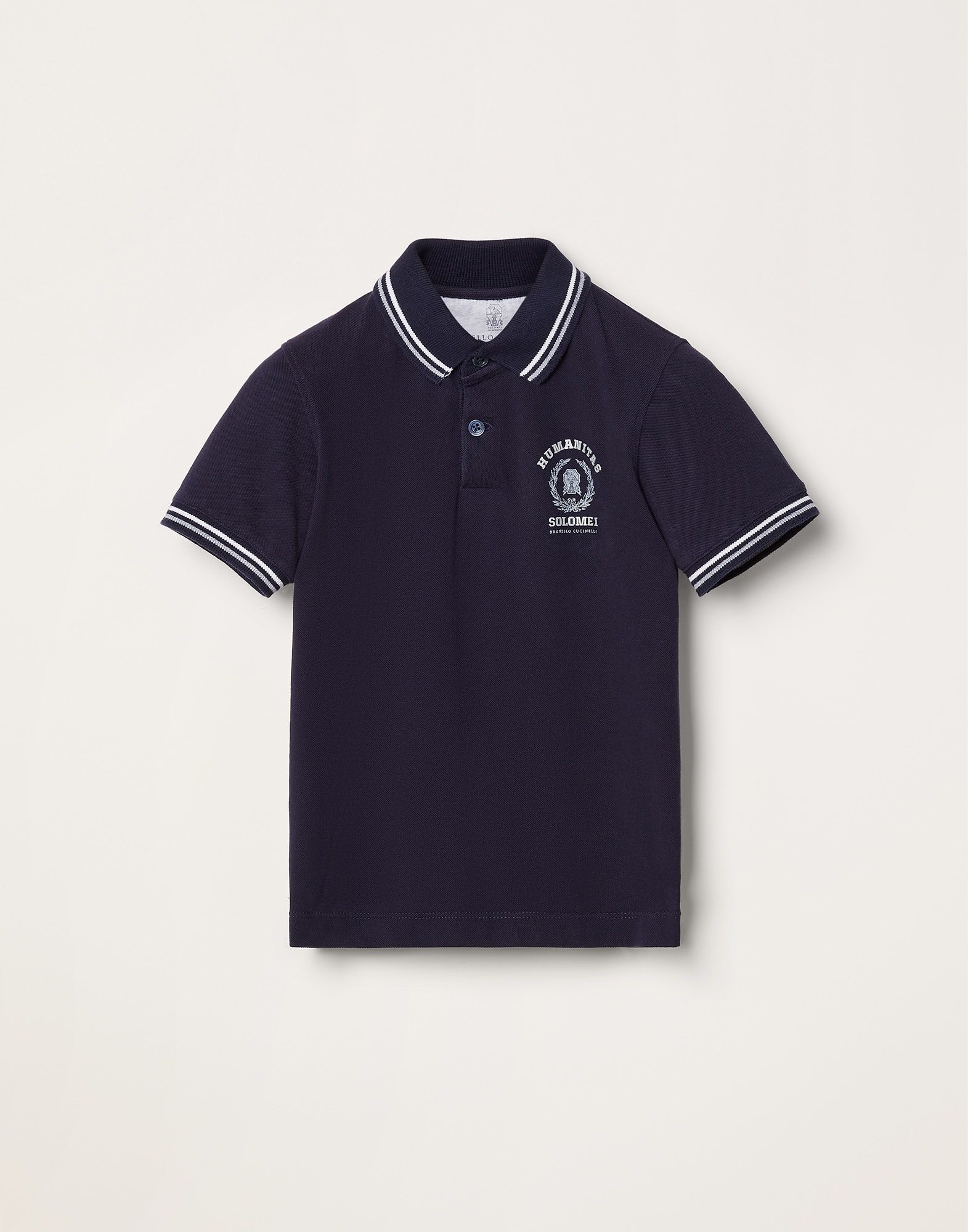Poloshirt aus Pikee Navy-Blau Jungen - Brunello Cucinelli