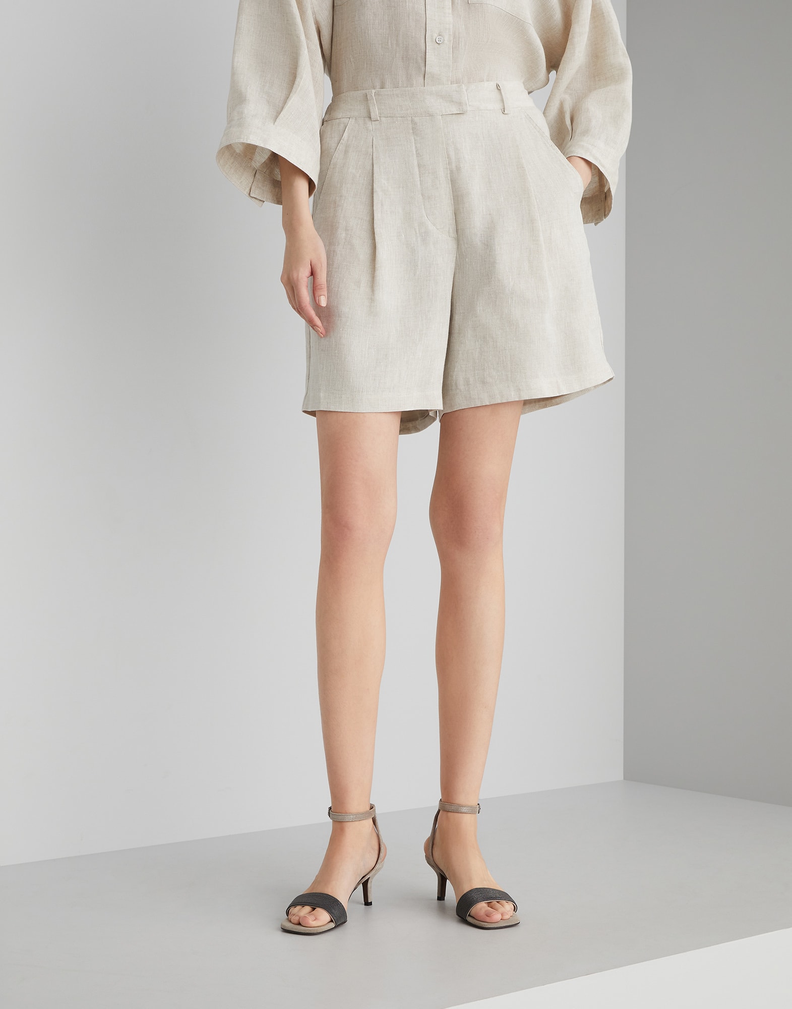Shorts in lino Naturale Donna - Brunello Cucinelli