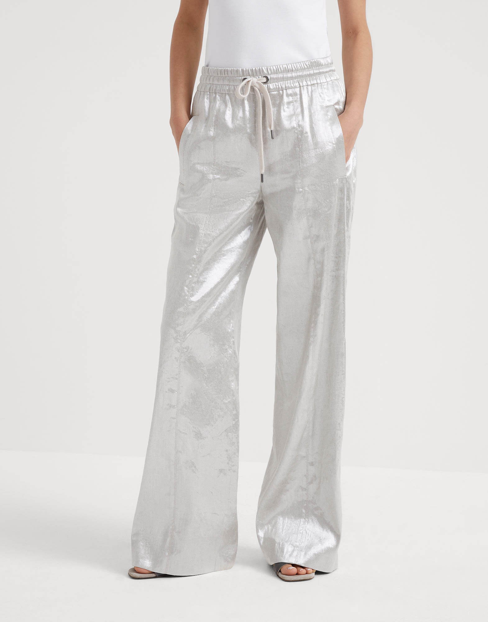 Gabardine trousers Silver Woman - Brunello Cucinelli