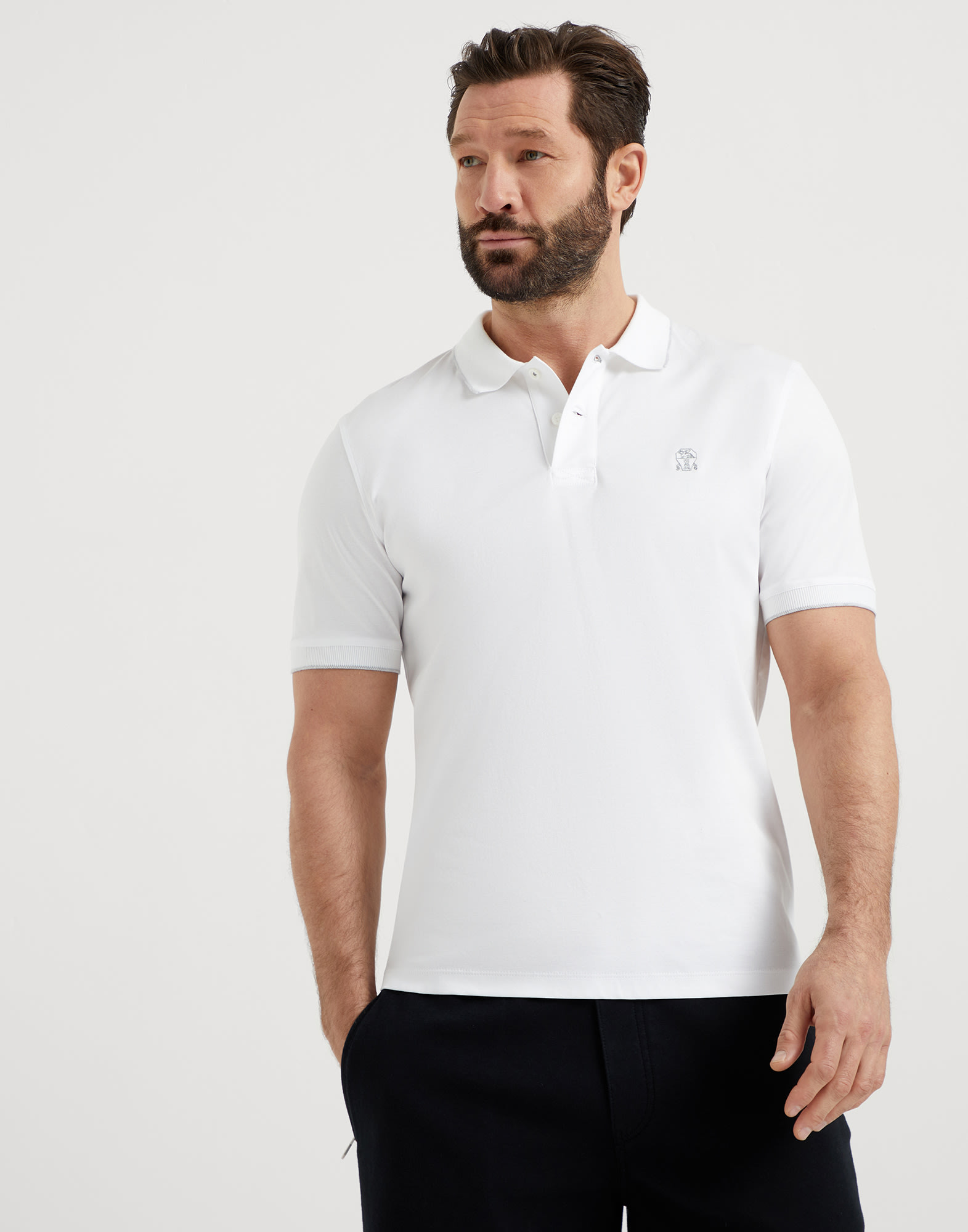 Jersey polo shirt White Man - Brunello Cucinelli