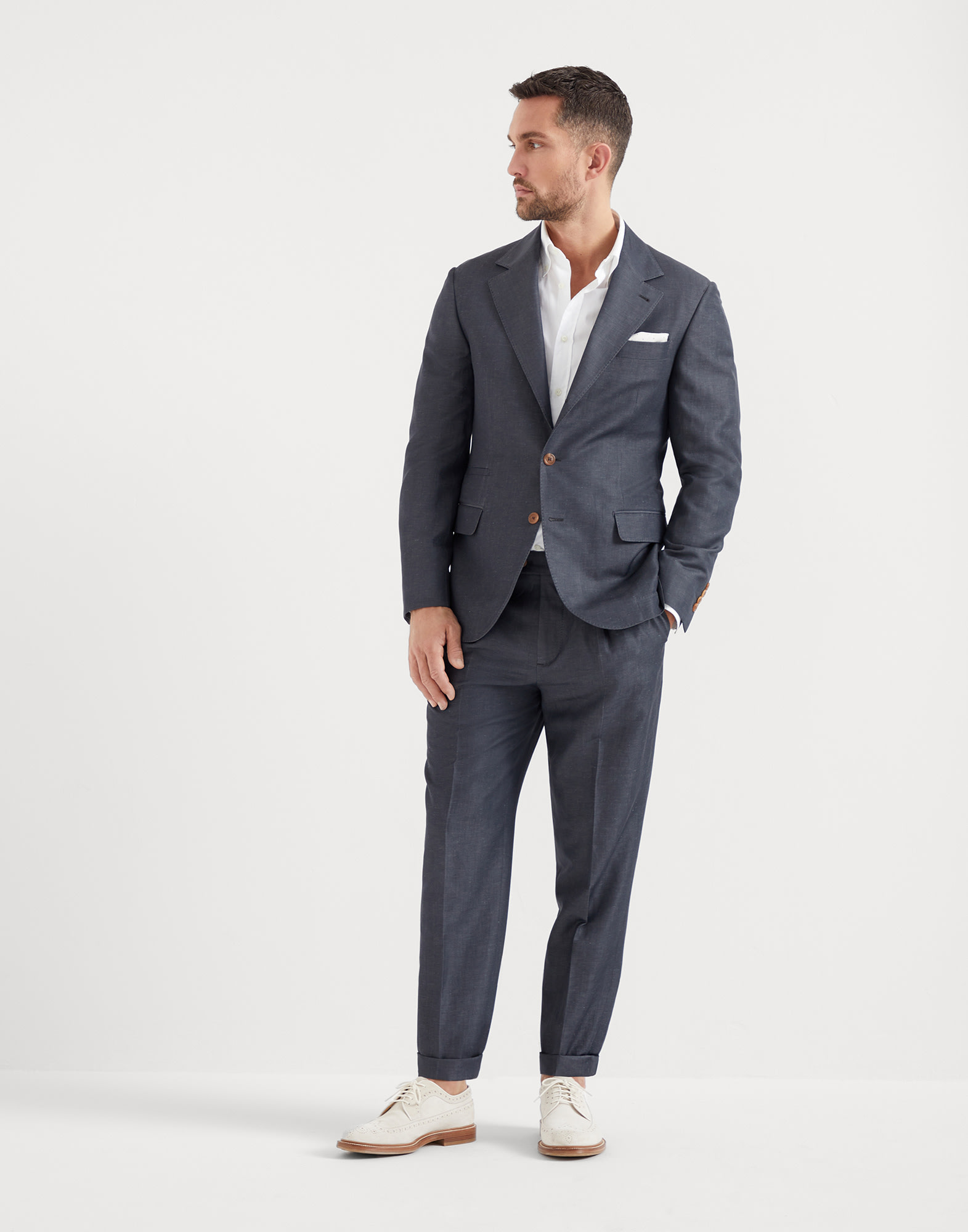 Wool and linen twill suit