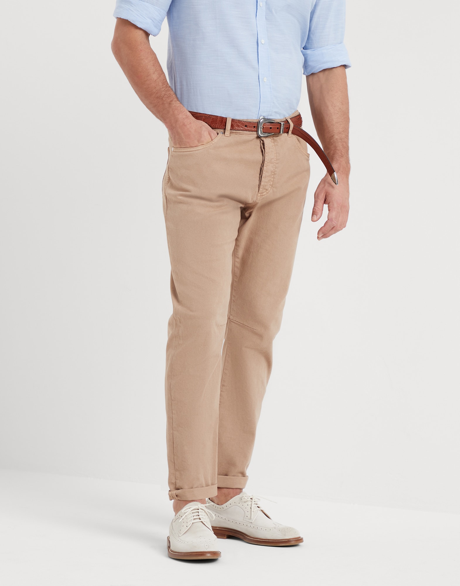 Dyed denim trousers Brown Man - Brunello Cucinelli
