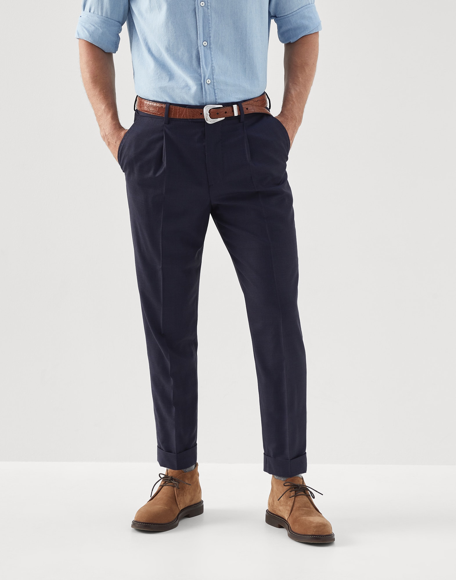 Prince of Wales trousers Blue Man - Brunello Cucinelli
