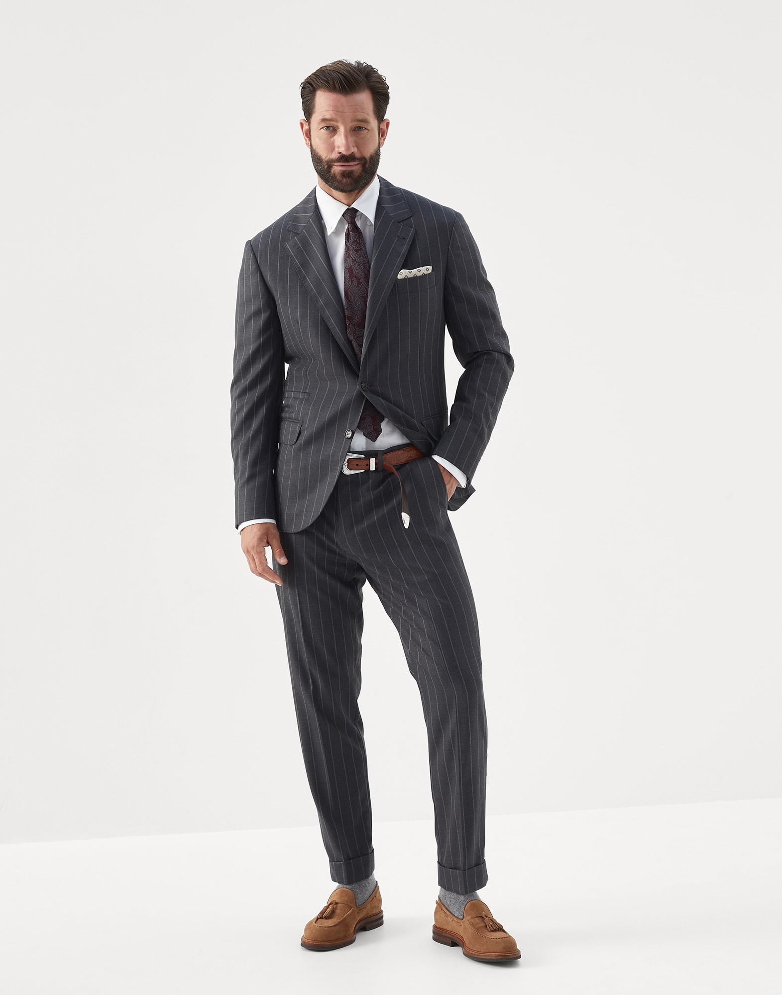 Chalk stripe blazer (241MG4657BTC) for Man | Brunello Cucinelli
