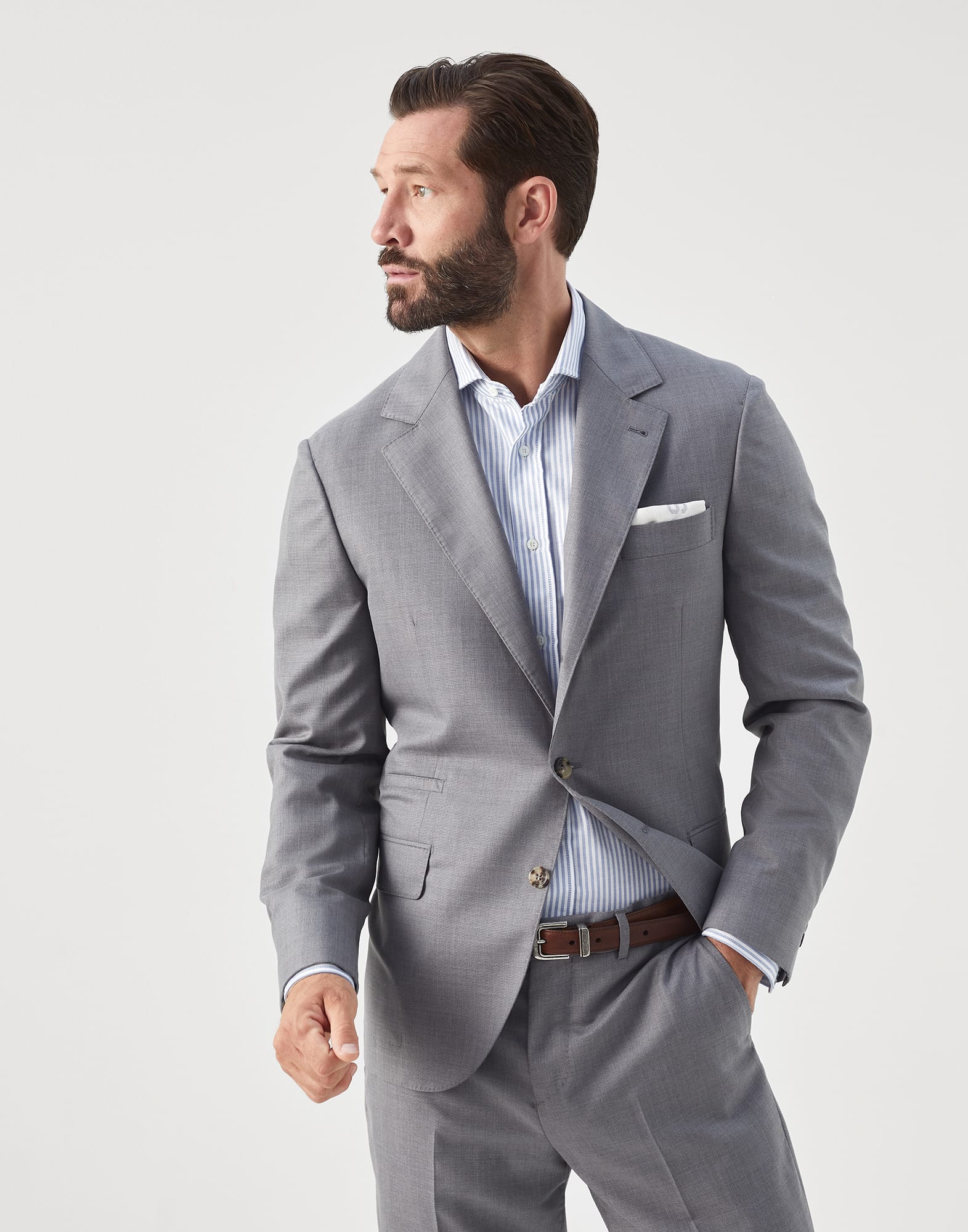 Wool and silk blazer Grey Man - Brunello Cucinelli