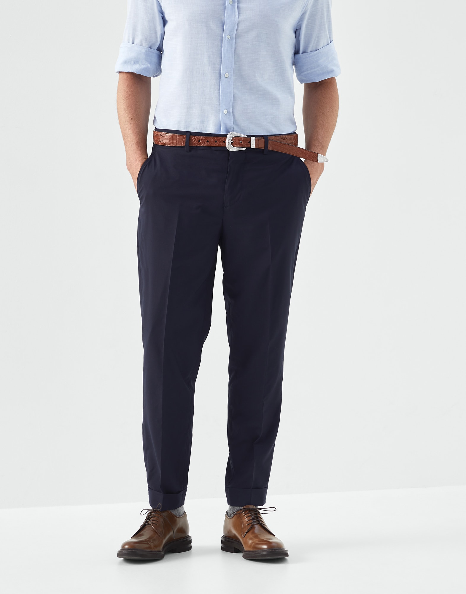 Formal fit trousers Navy Blue Man - Brunello Cucinelli