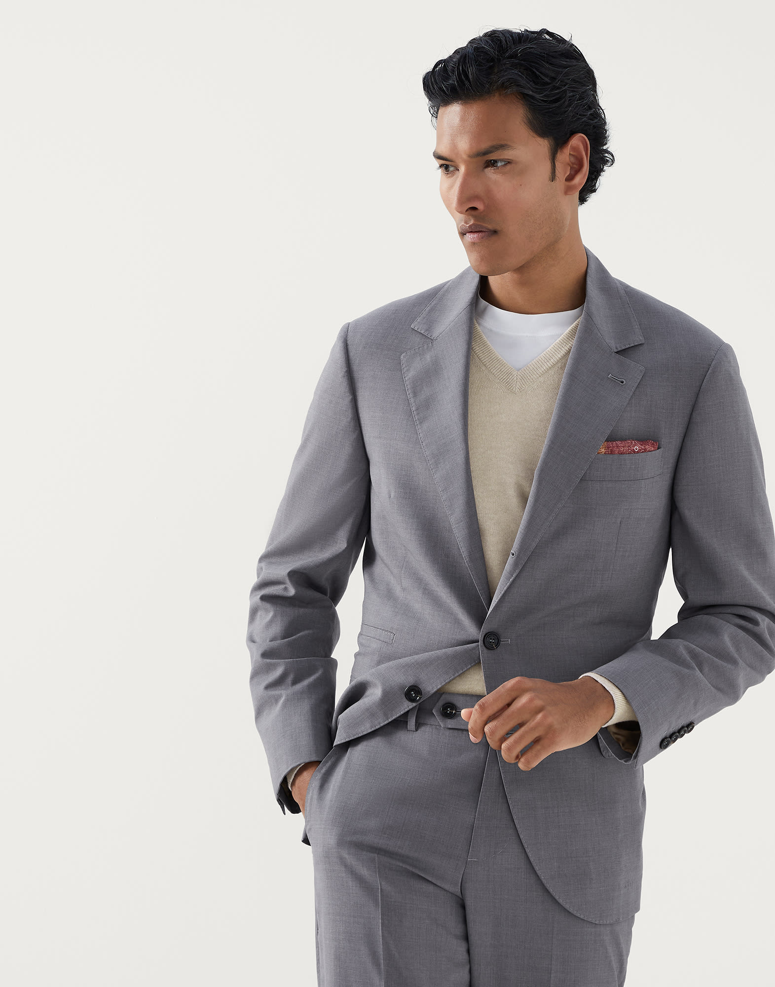 Wool and silk blazer Grey Man -
                        Brunello Cucinelli
                    