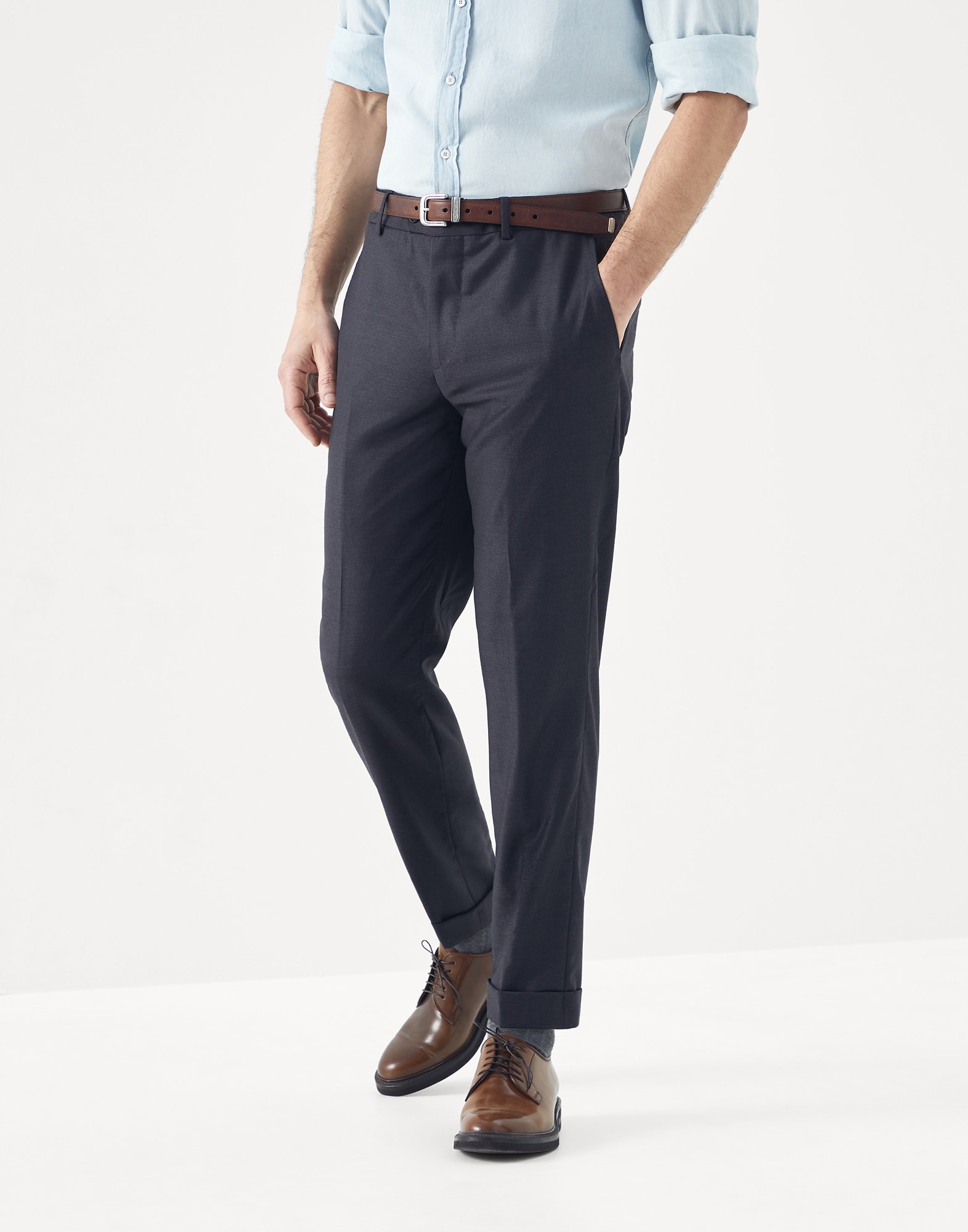 Wool trousers Anthracite Man - Brunello Cucinelli