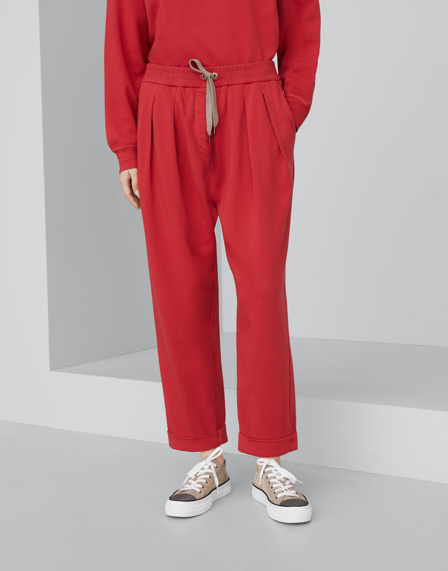 French terry trousers Red Woman - Brunello Cucinelli