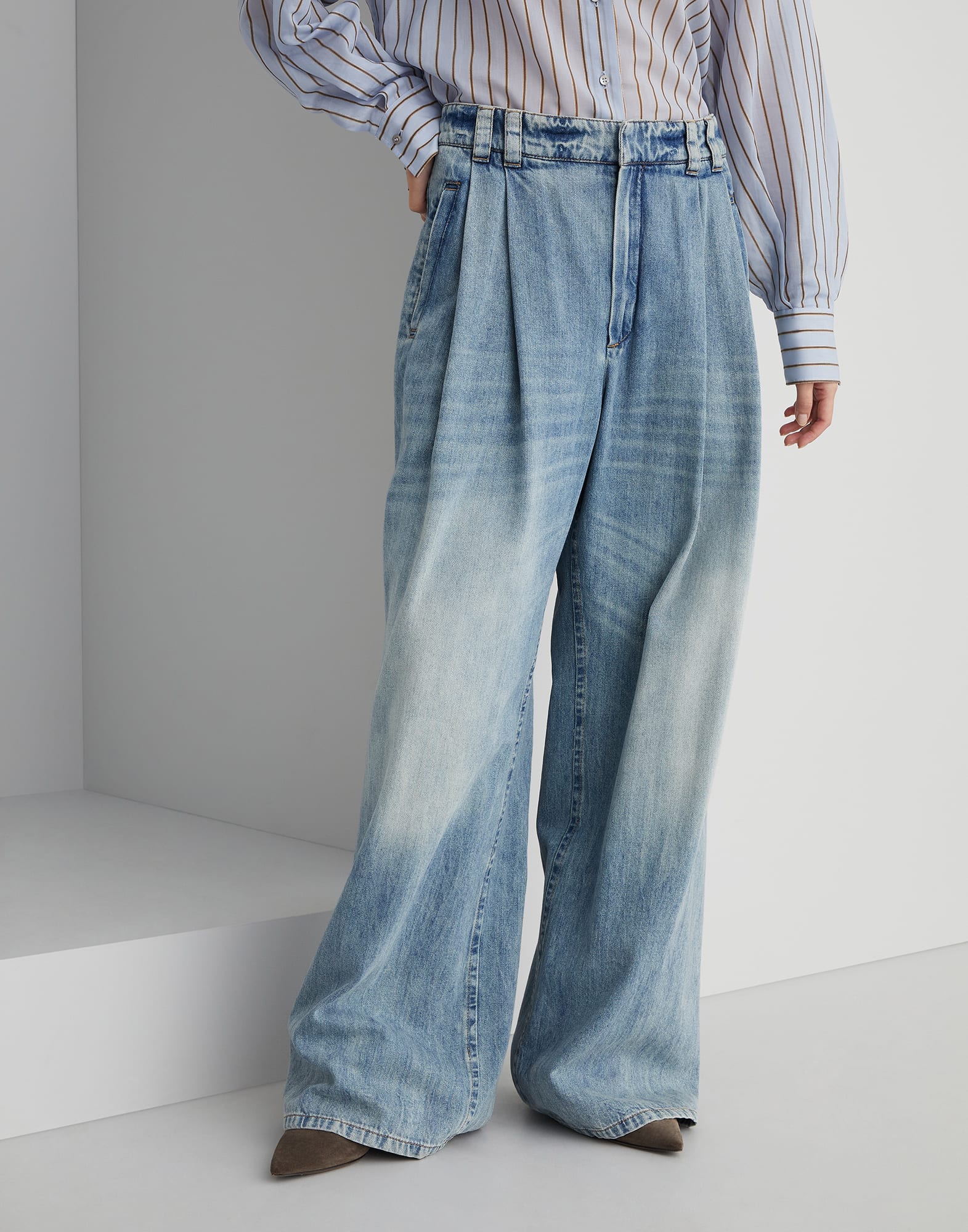 Hose aus Denim Mittleres Jeansblau Damen - Brunello Cucinelli