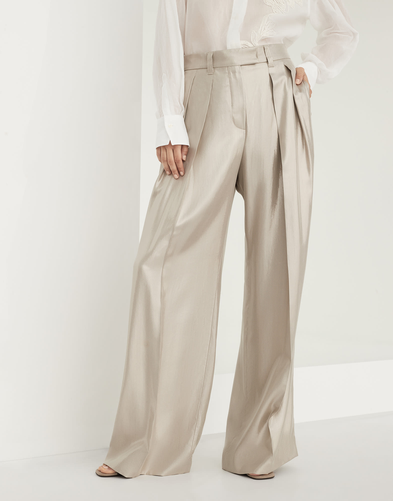 Wide trousers Oyster Woman - Brunello Cucinelli