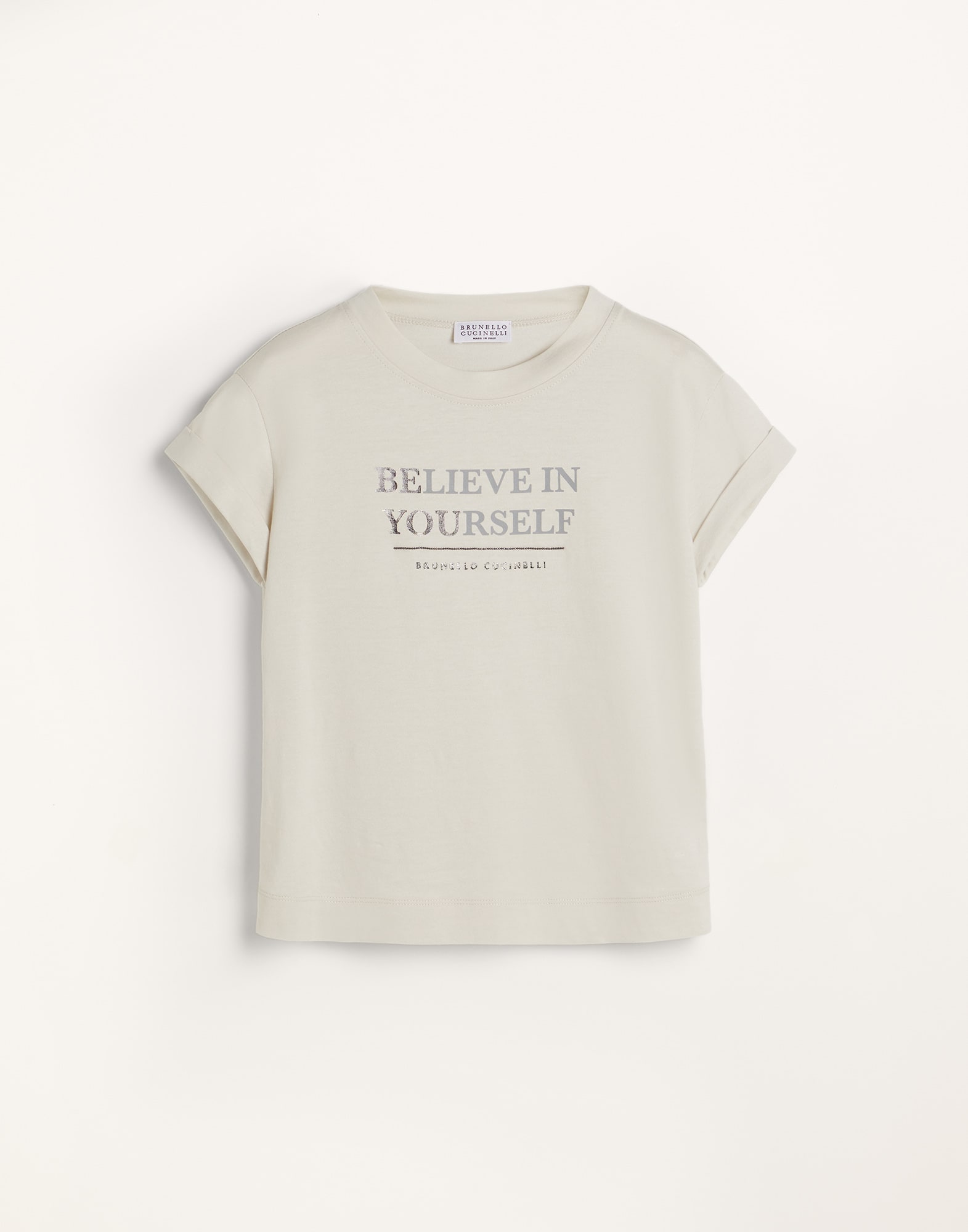 薄平纹针织T恤 自然色 女童 - Brunello Cucinelli