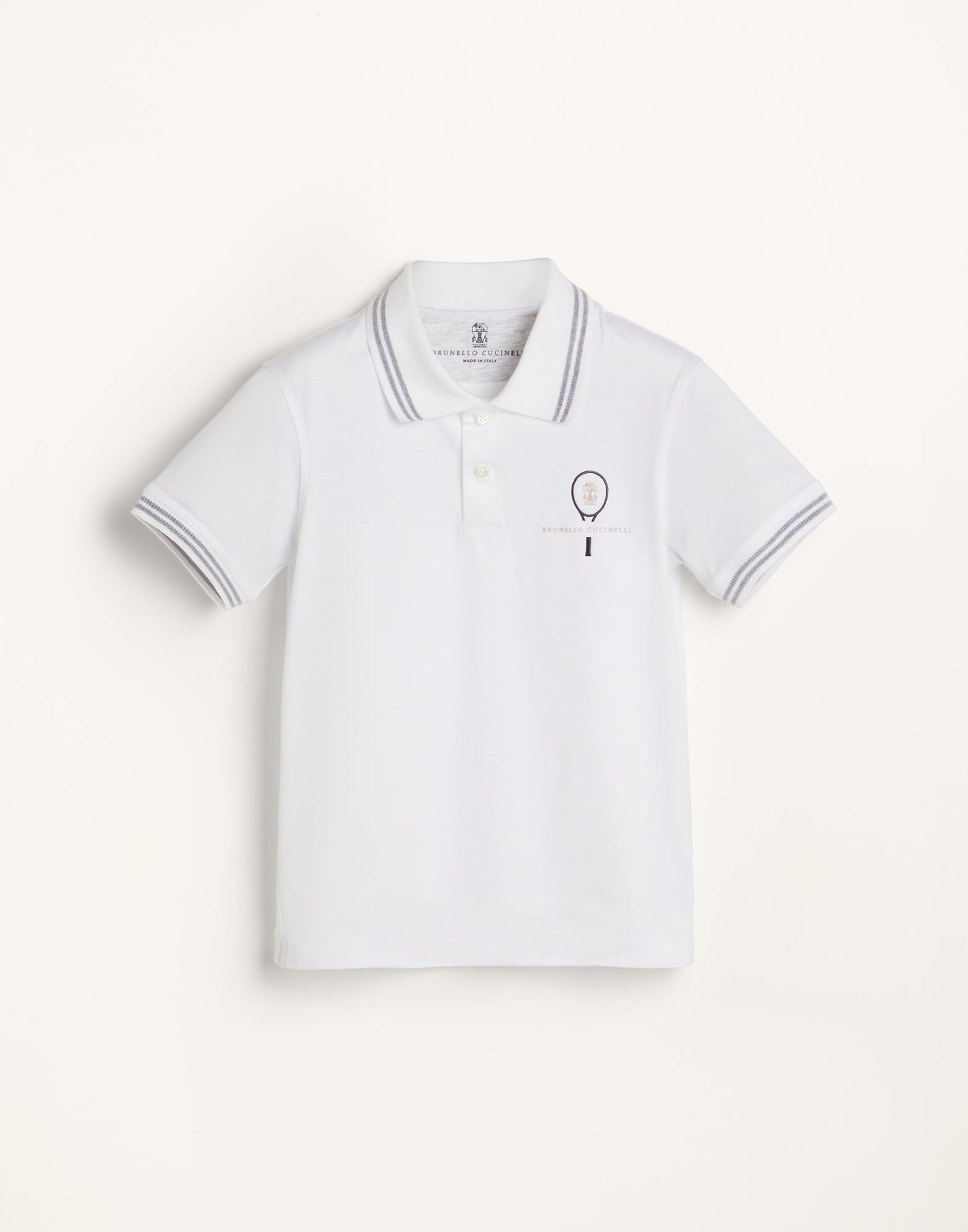 Polo with tennis logo White Boys - Brunello Cucinelli